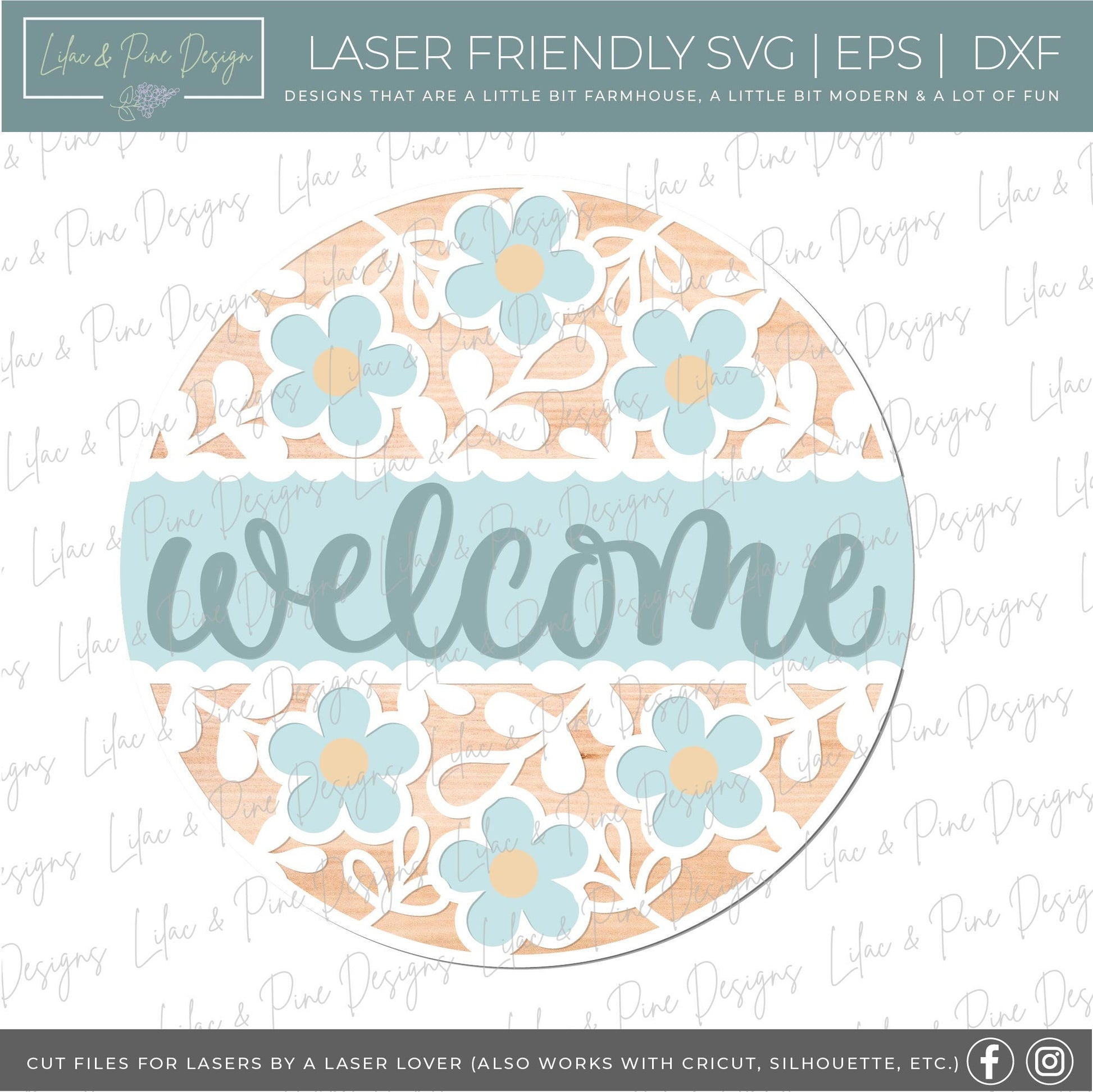 Daisy door hanger SVG, Floral welcome sign, summer door hanger SVG, flower welcome sign, daisy porch decor, Glowforge SVG, laser cut file