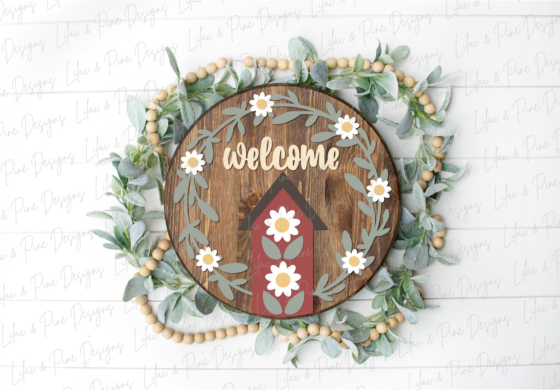 Daisy door hanger SVG, Bird house welcome sign,  Flower welcome sign, daisy porch decor, floral summer sign, Glowforge SVG, laser cut file