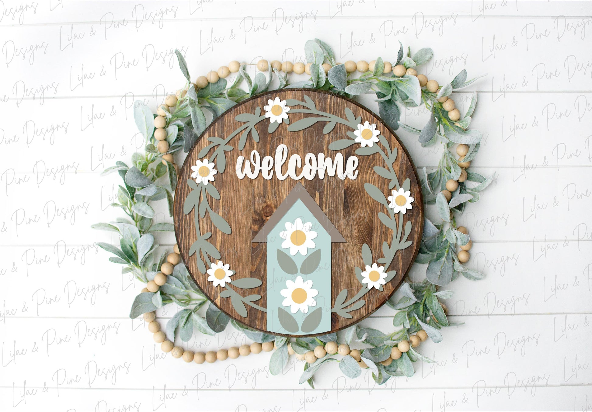 Daisy door hanger SVG, Bird house welcome sign,  Flower welcome sign, daisy porch decor, floral summer sign, Glowforge SVG, laser cut file