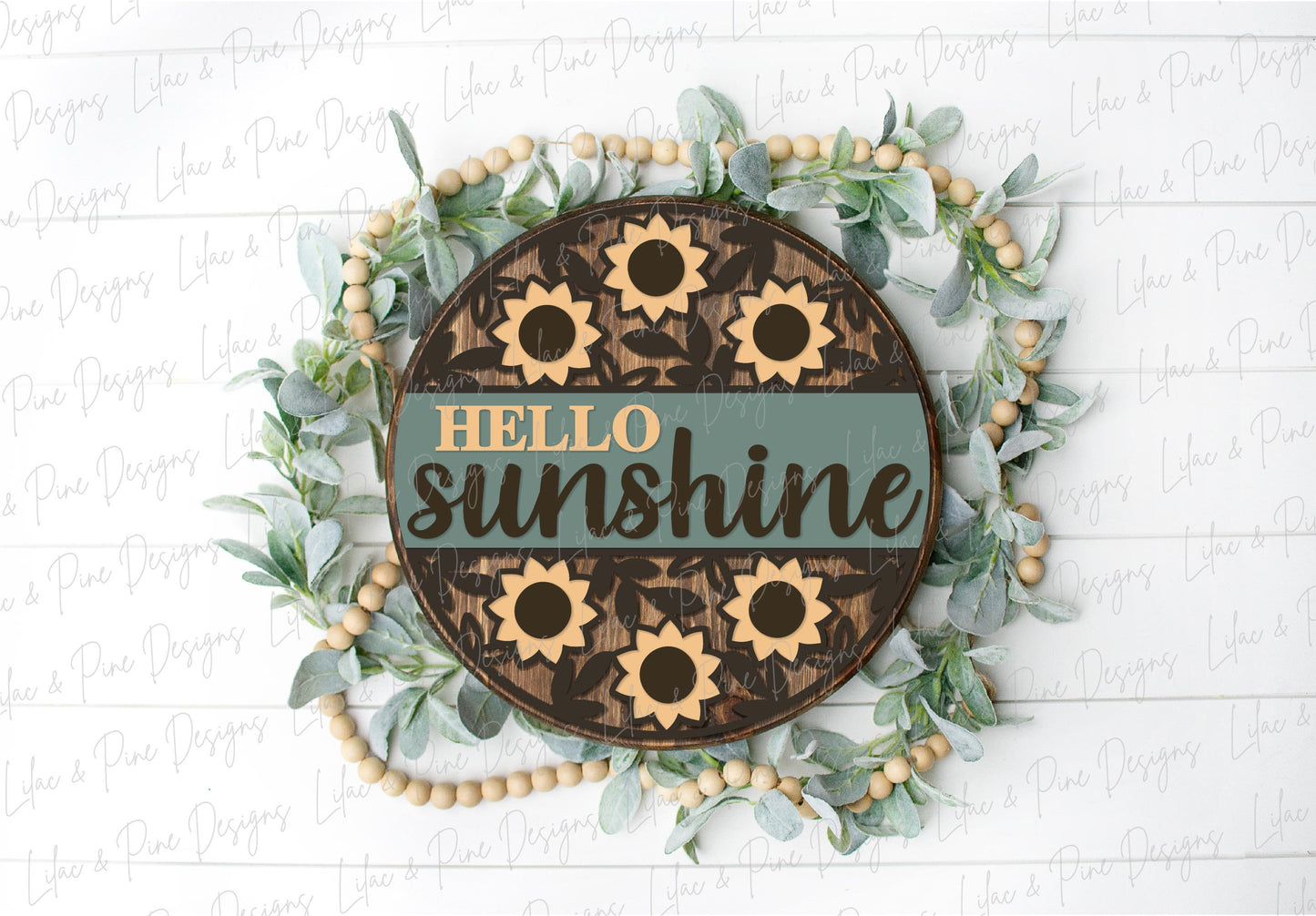 Sunflower door hanger SVG, Floral welcome sign, hello sunshine door hanger SVG, fall floral welcome sign, Glowforge SVG, laser cut file