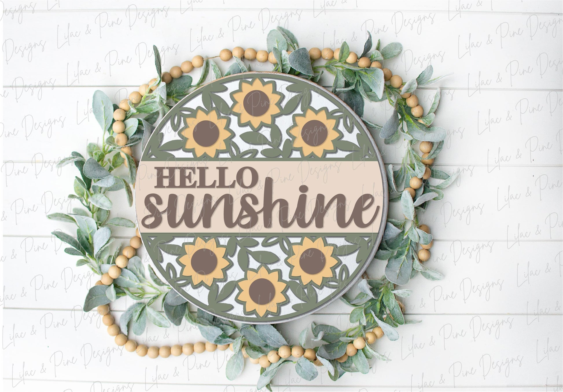 Sunflower door hanger SVG, Floral welcome sign, hello sunshine door hanger SVG, fall floral welcome sign, Glowforge SVG, laser cut file