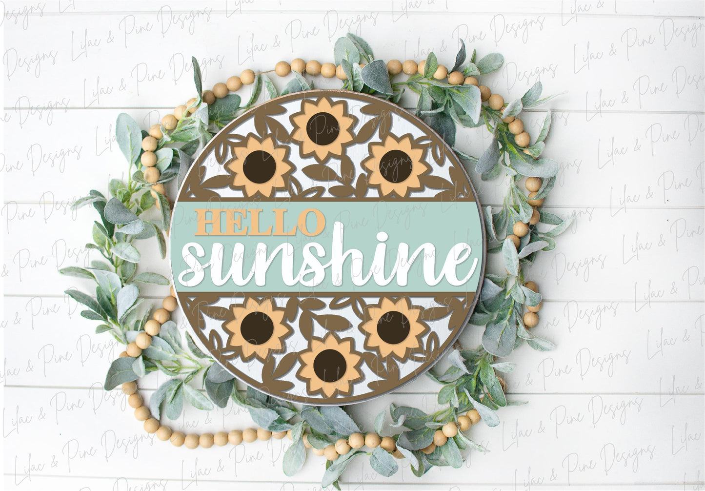Sunflower door hanger SVG, Floral welcome sign, hello sunshine door hanger SVG, fall floral welcome sign, Glowforge SVG, laser cut file