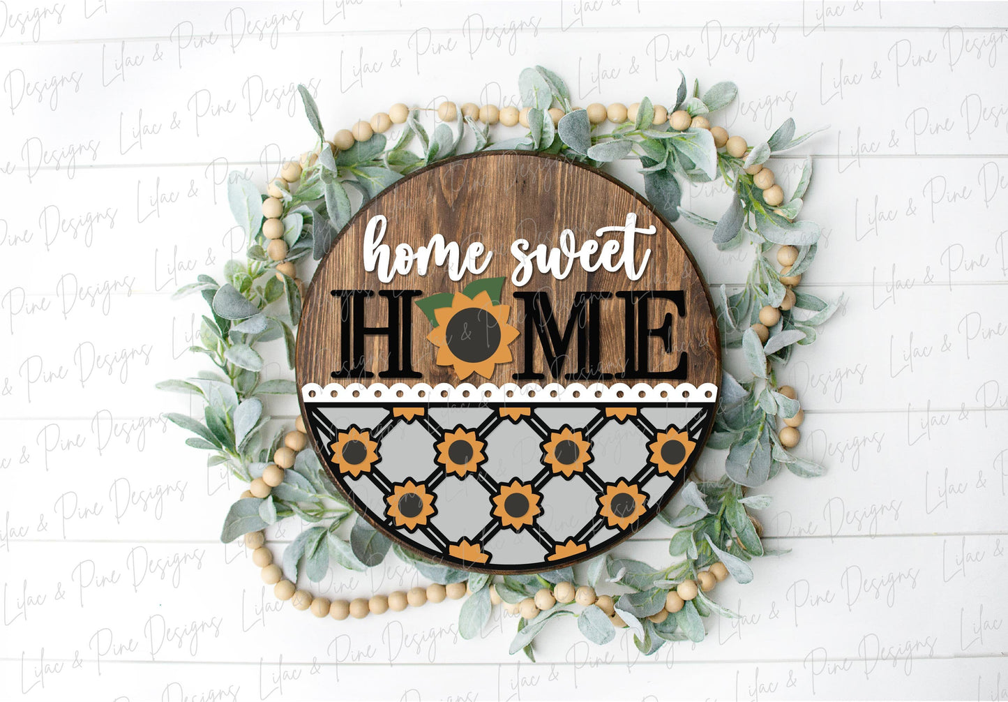 Sunflower door hanger SVG, home sweet home sign, sunflower welcome SVG, fall floral sign, fall plaid sign svg, Glowforge SVG, laser cut file