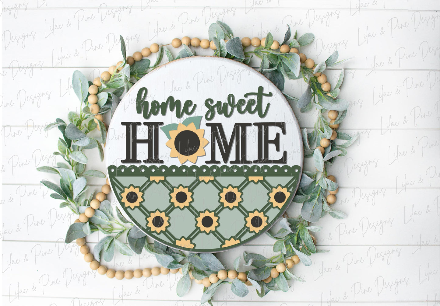 Sunflower door hanger SVG, home sweet home sign, sunflower welcome SVG, fall floral sign, fall plaid sign svg, Glowforge SVG, laser cut file