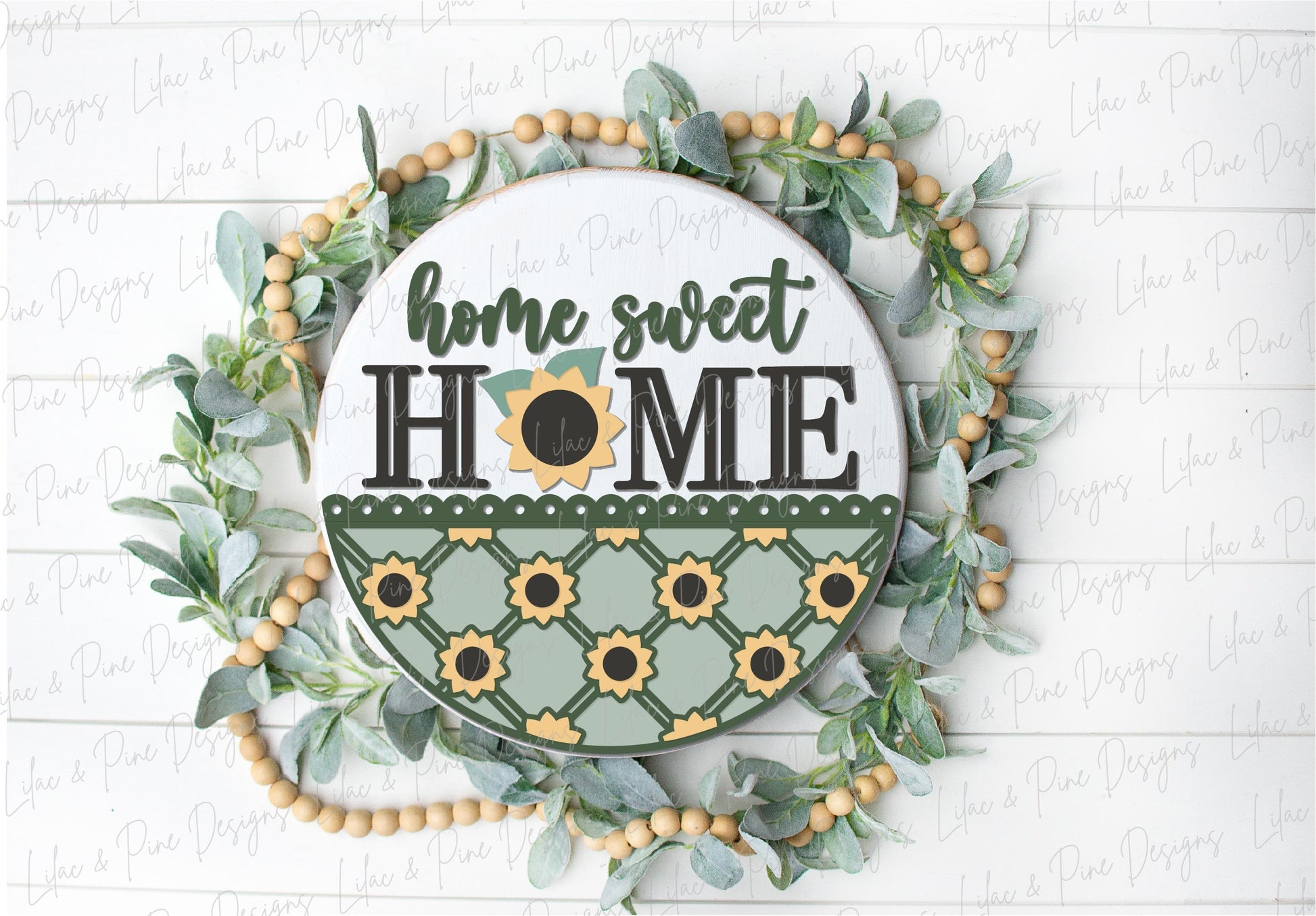 Sunflower door hanger SVG, home sweet home sign, sunflower welcome SVG, fall floral sign, fall plaid sign svg, Glowforge SVG, laser cut file