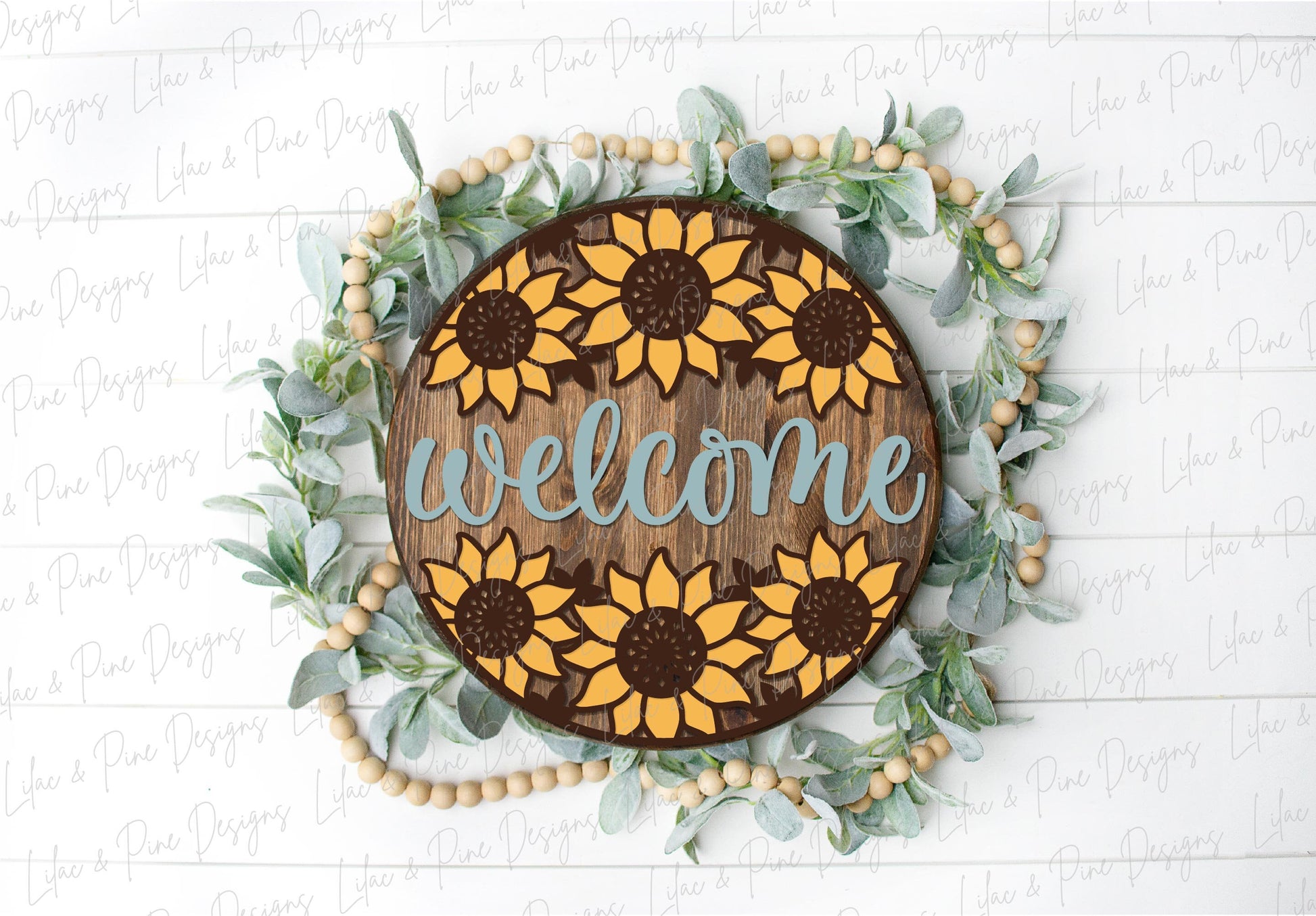 Sunflower door hanger SVG, Floral welcome sign, sunflower welcome sign SVG, fall floral sign, Glowforge SVG, laser cut file