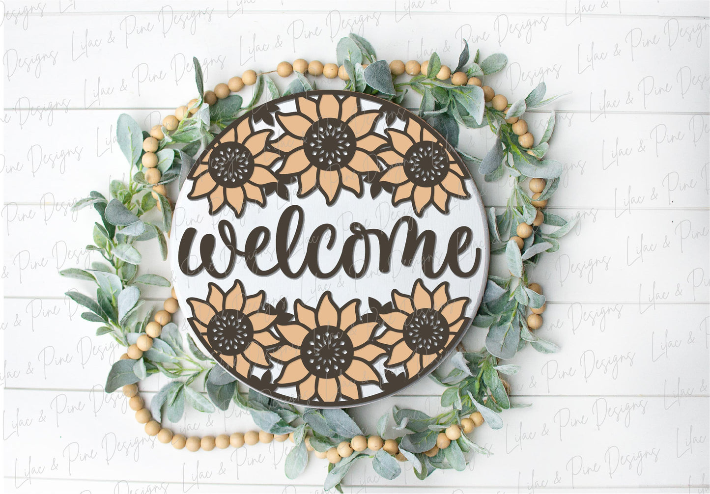 Sunflower door hanger SVG, Floral welcome sign, sunflower welcome sign SVG, fall floral sign, Glowforge SVG, laser cut file