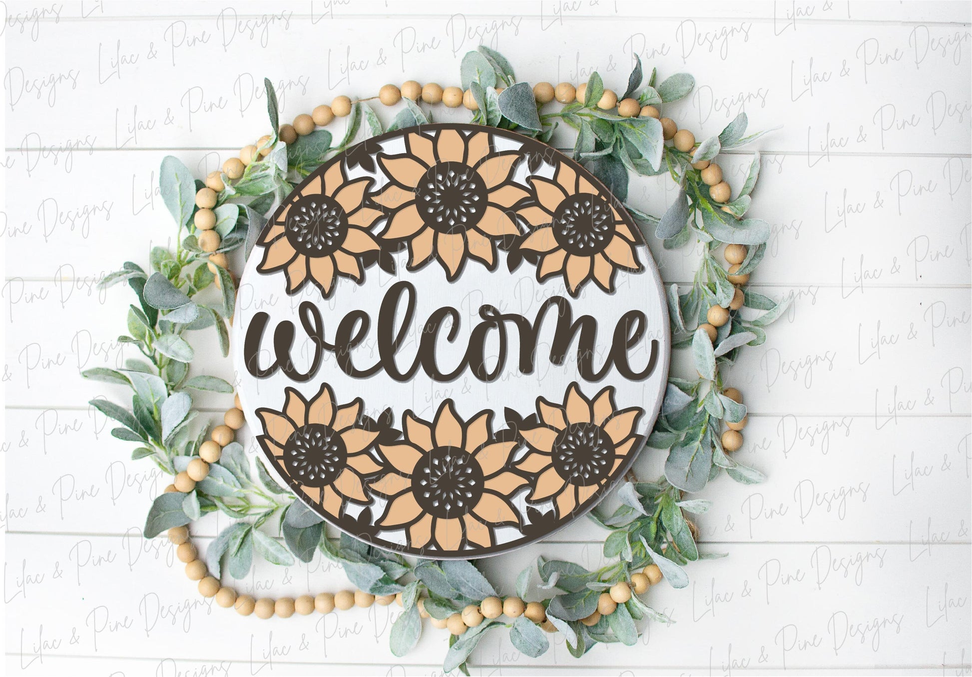 Sunflower door hanger SVG, Floral welcome sign, sunflower welcome sign SVG, fall floral sign, Glowforge SVG, laser cut file