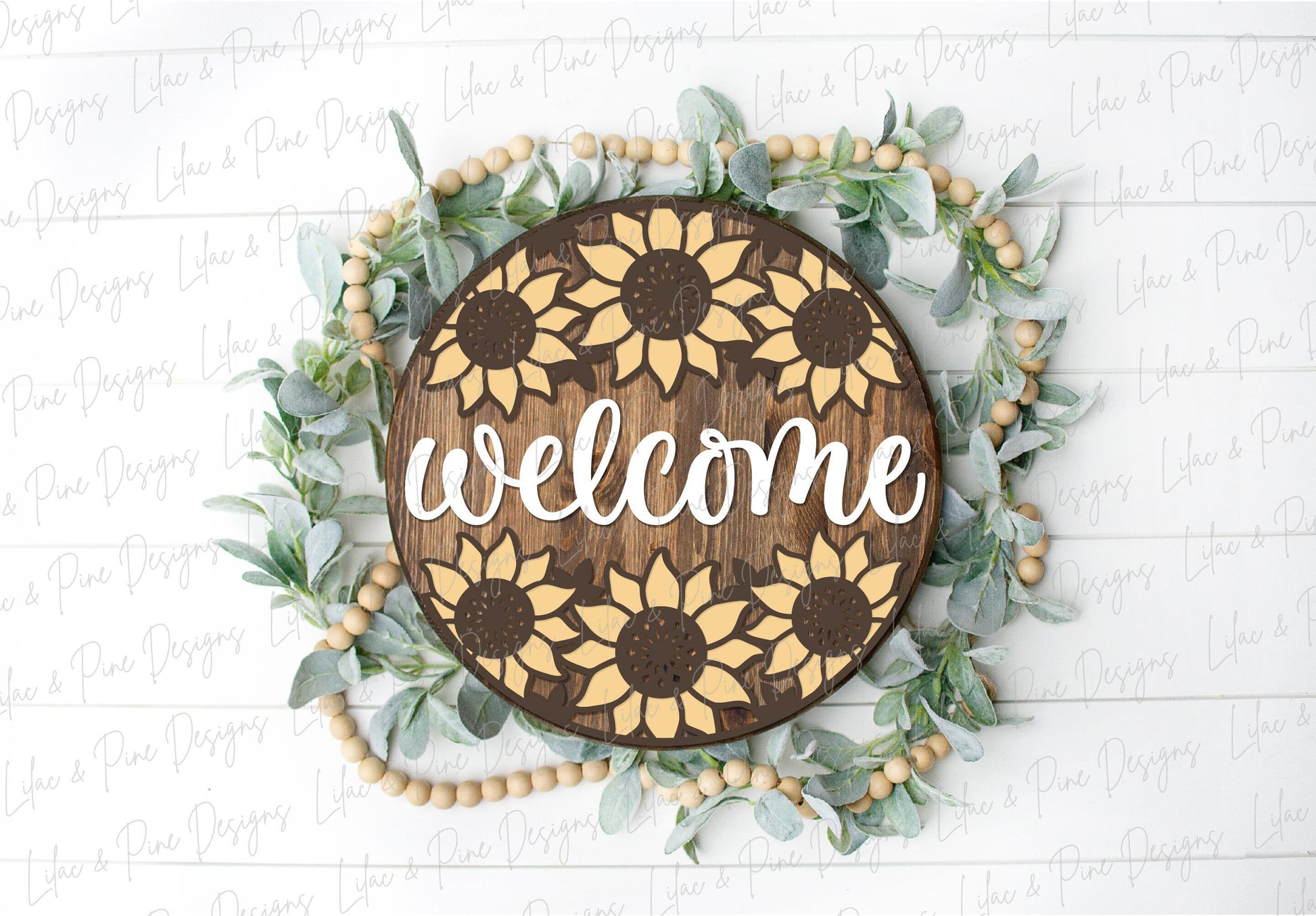 Sunflower door hanger SVG, Floral welcome sign, sunflower welcome sign SVG, fall floral sign, Glowforge SVG, laser cut file
