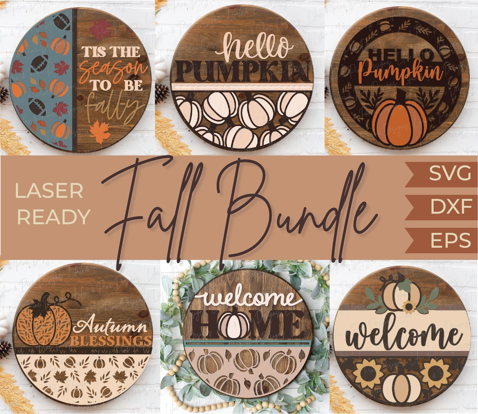 Fall welcome sign bundle, pumpkin door hanger SVG, autumn blessings SVG, hello pumpkin SVG, football svg, Glowforge Svg, laser cut file