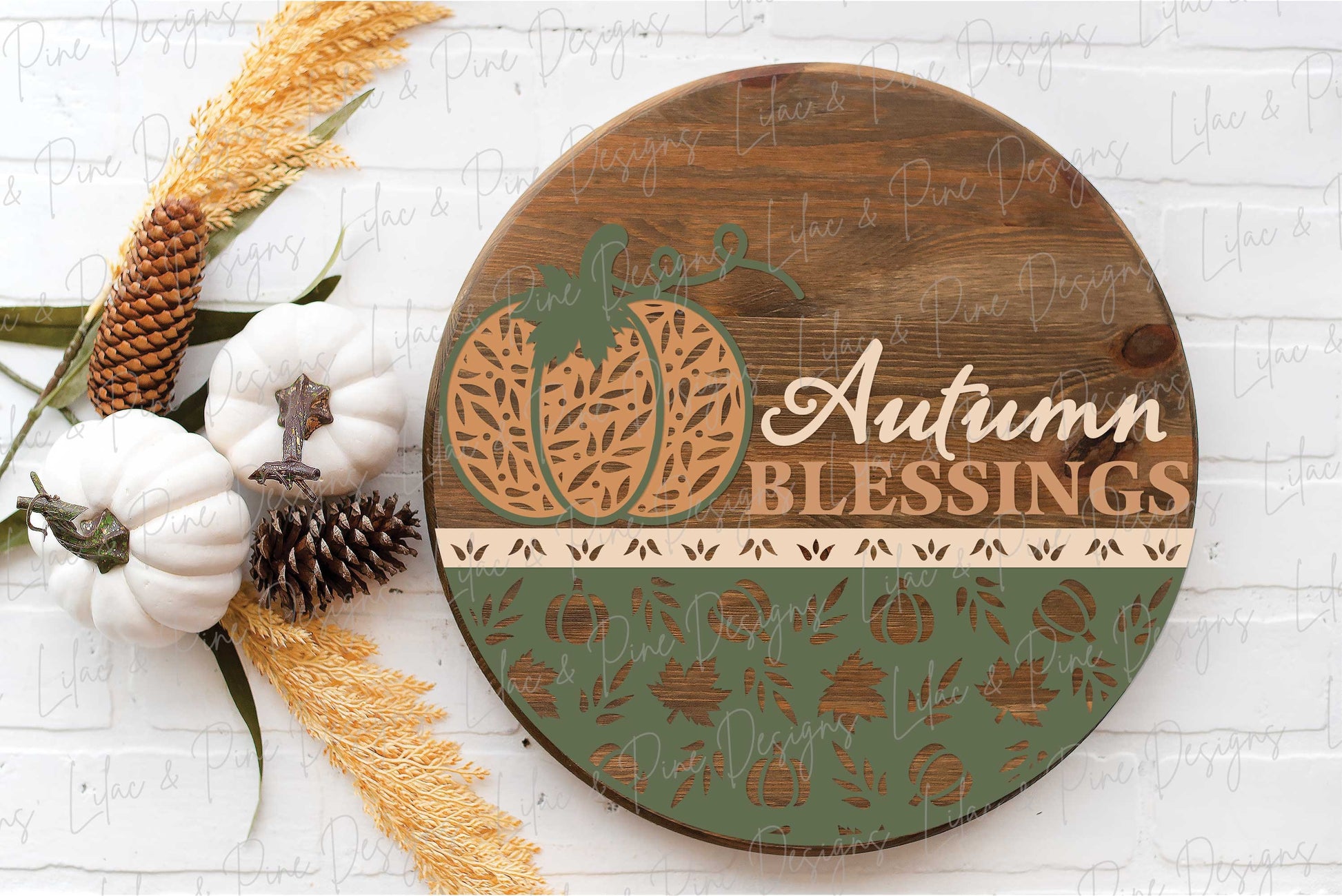 Pumpkin door hanger SVG, Fall door hanger, Autumn Blessings sign, Pumpkin welcome sign SVG, fall decor, Glowforge laser SVG, laser cut file