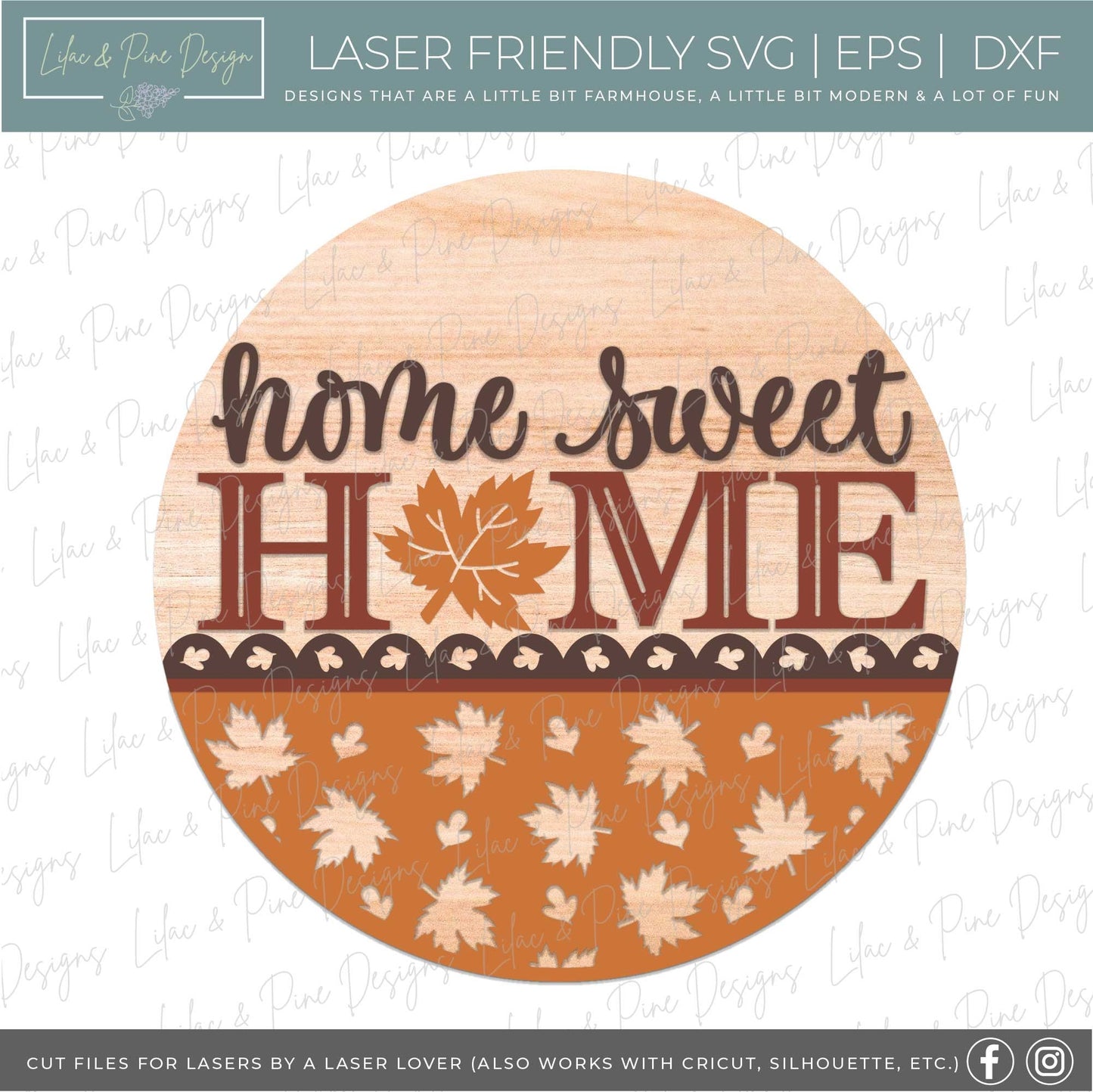 Maple Leaf door hanger SVG, Fall welcome sign, home sweet home sign SVG, fall decor, fall leaves door hanger, Glowforge SVG, laser cut file