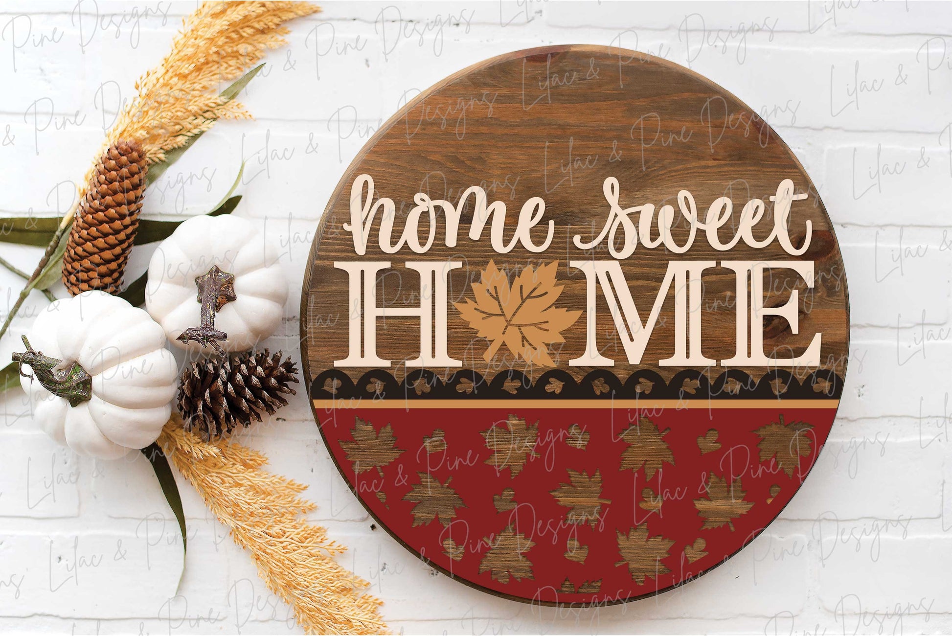 Maple Leaf door hanger SVG, Fall welcome sign, home sweet home sign SVG, fall decor, fall leaves door hanger, Glowforge SVG, laser cut file