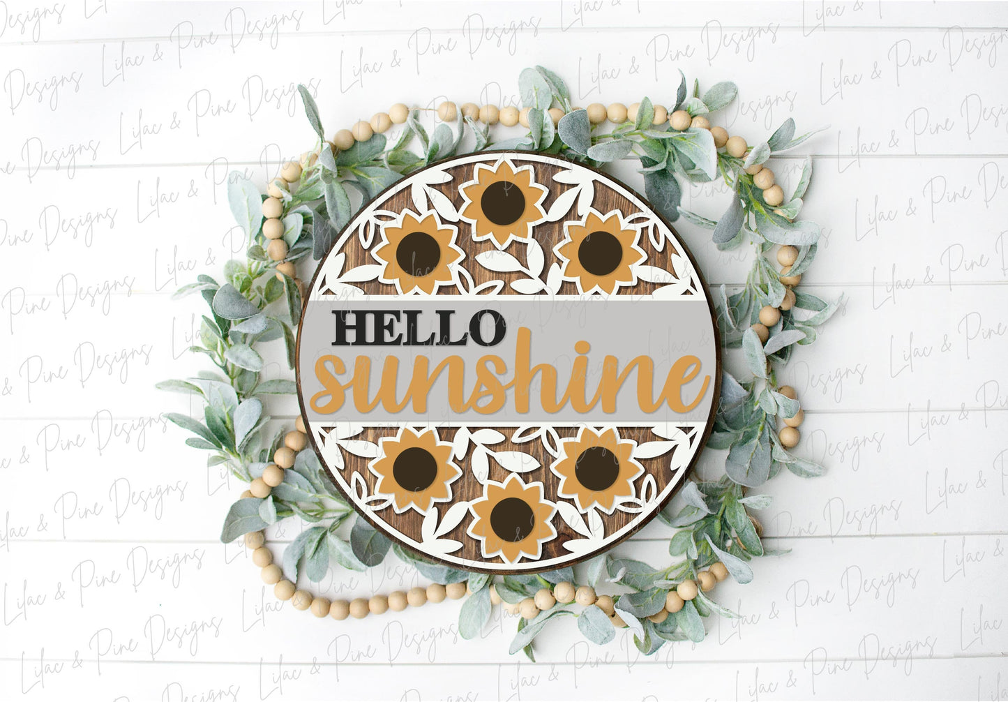 Sunflower door hanger SVG, Floral welcome sign, hello sunshine door hanger SVG, fall floral welcome sign, Glowforge SVG, laser cut file