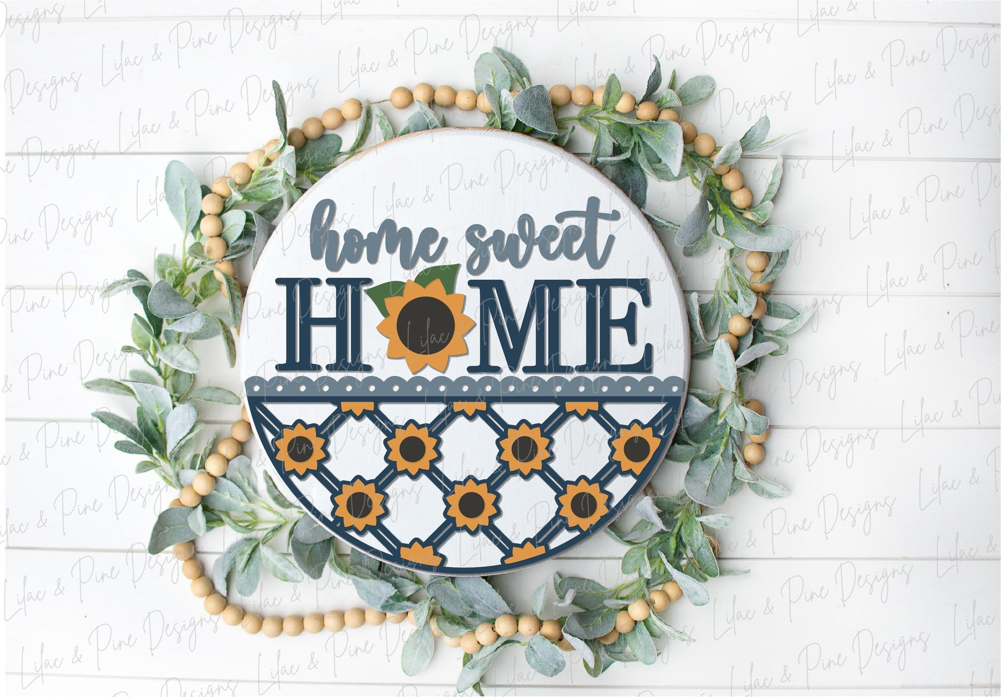 Sunflower door hanger SVG, home sweet home sign, sunflower welcome SVG, fall floral sign, fall plaid sign svg, Glowforge SVG, laser cut file