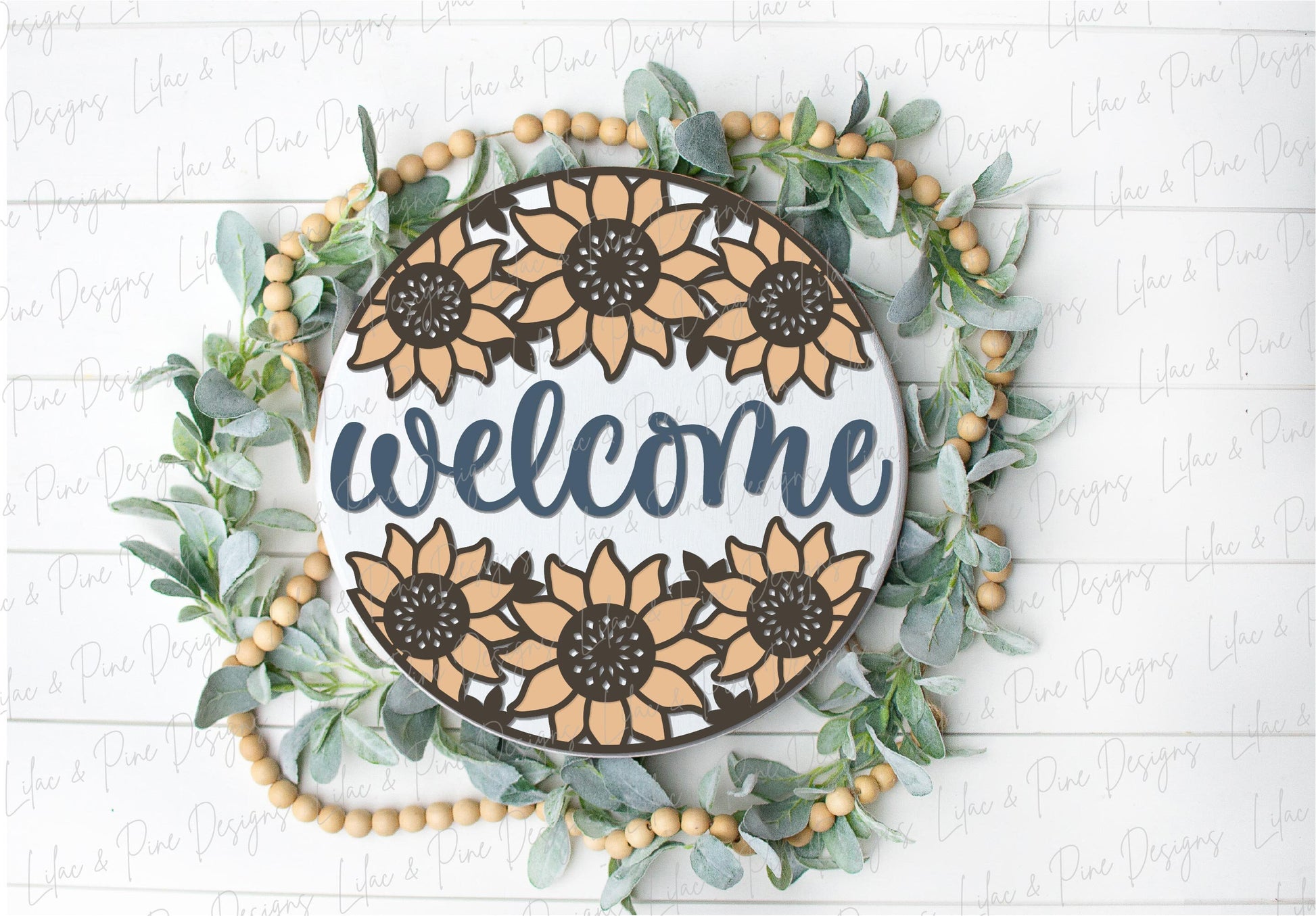 Sunflower door hanger SVG, Floral welcome sign, sunflower welcome sign SVG, fall floral sign, Glowforge SVG, laser cut file