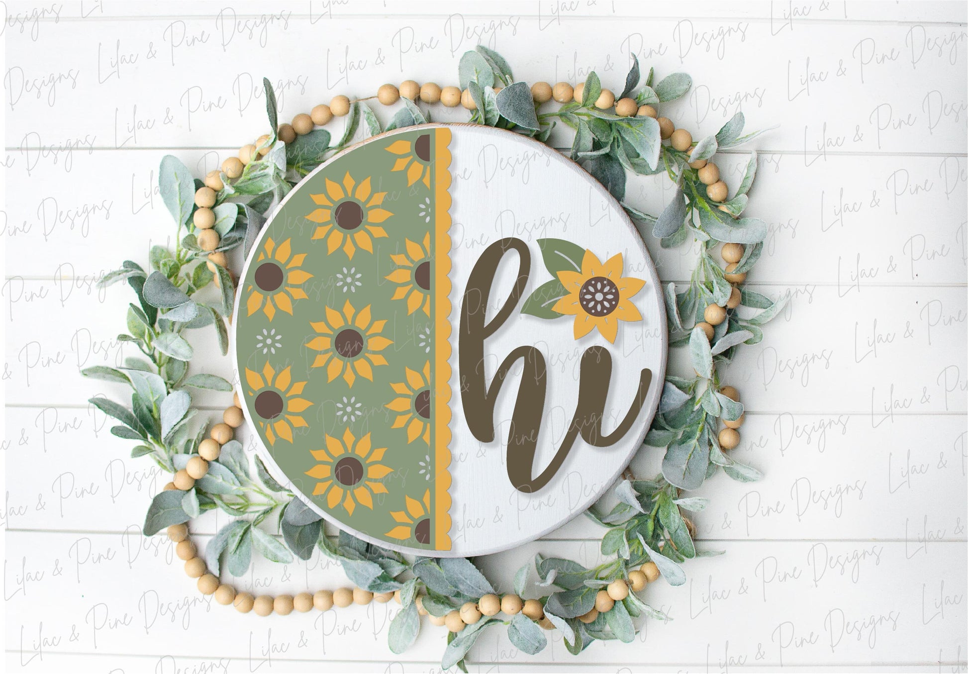 Sunflower door hanger SVG, Fall floral welcome sign, sunflower hi sign SVG, fall decor, summer door hanger, Glowforge SVG, laser cut file