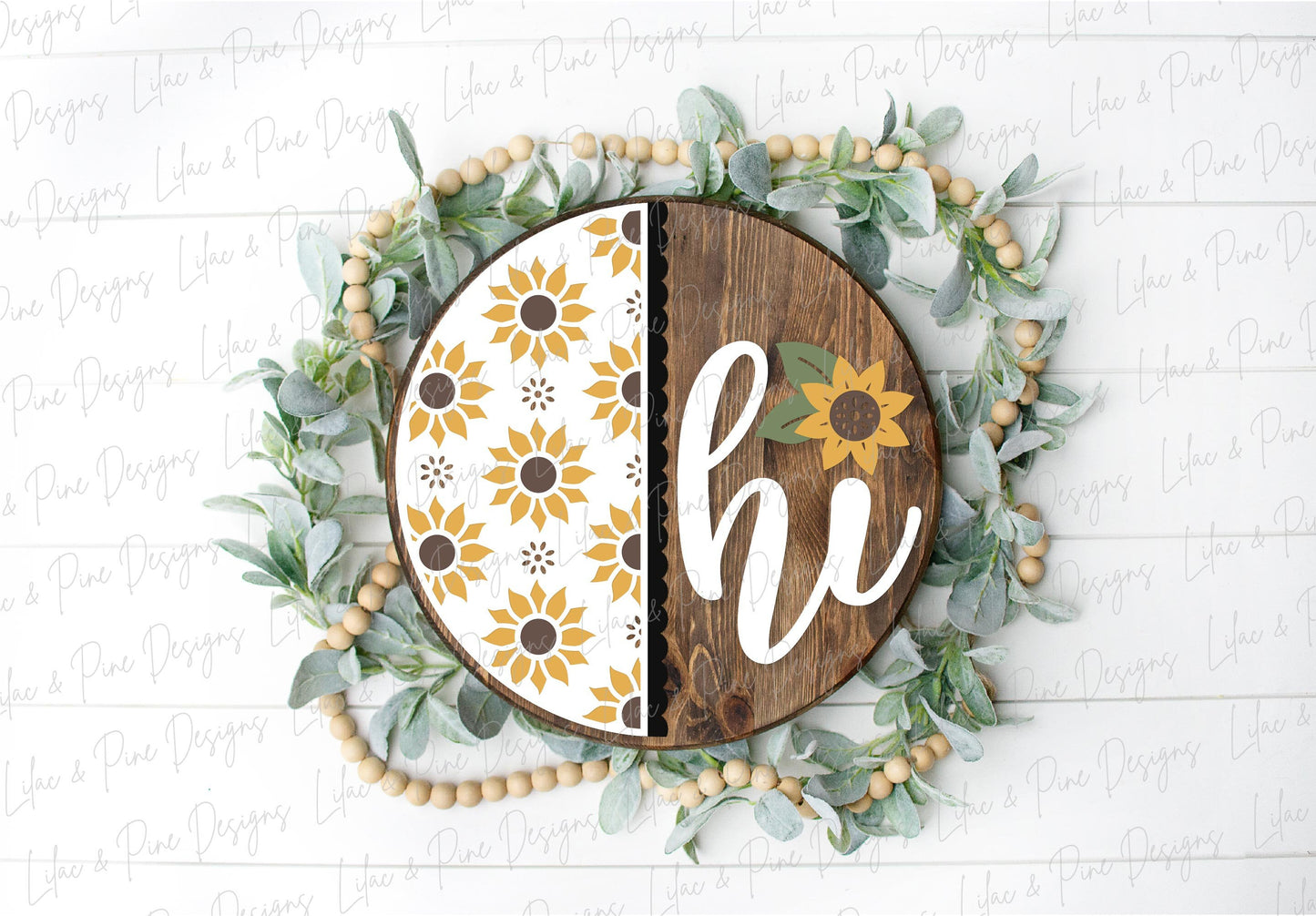 Sunflower door hanger SVG, Fall floral welcome sign, sunflower hi sign SVG, fall decor, summer door hanger, Glowforge SVG, laser cut file