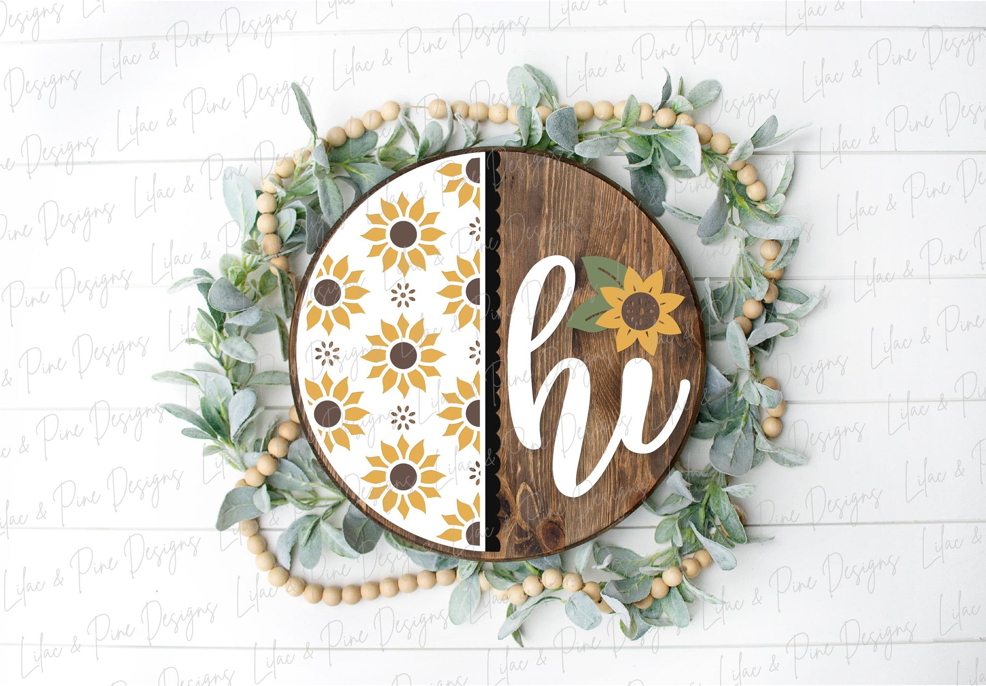 Sunflower door hanger SVG, Fall floral welcome sign, sunflower hi sign SVG, fall decor, summer door hanger, Glowforge SVG, laser cut file