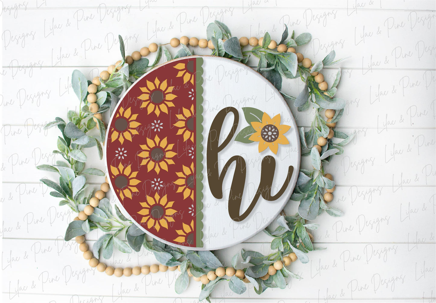 Sunflower door hanger SVG, Fall floral welcome sign, sunflower hi sign SVG, fall decor, summer door hanger, Glowforge SVG, laser cut file