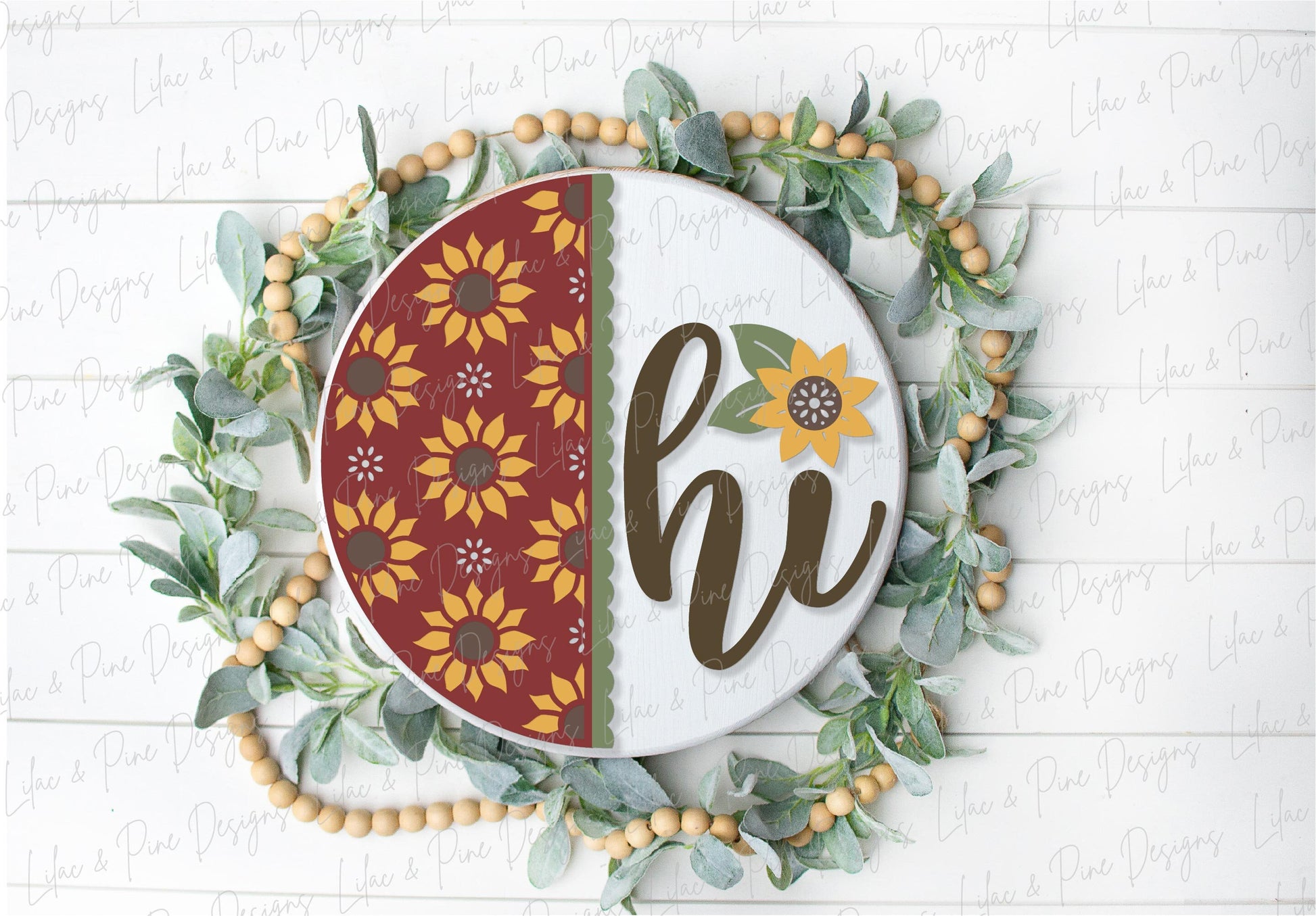 Sunflower door hanger SVG, Fall floral welcome sign, sunflower hi sign SVG, fall decor, summer door hanger, Glowforge SVG, laser cut file