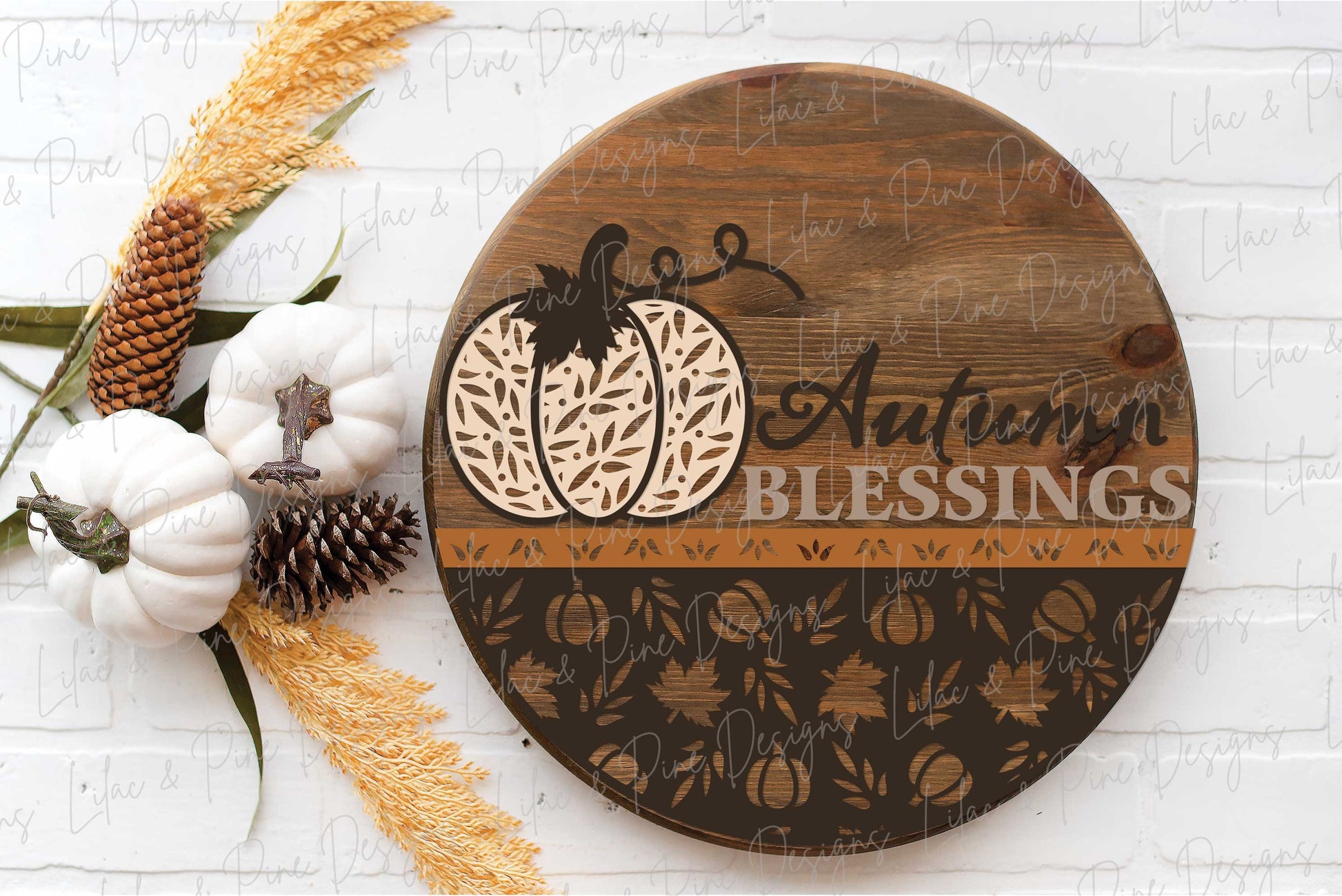 Pumpkin door hanger SVG, Fall door hanger, Autumn Blessings sign, Pumpkin welcome sign SVG, fall decor, Glowforge laser SVG, laser cut file