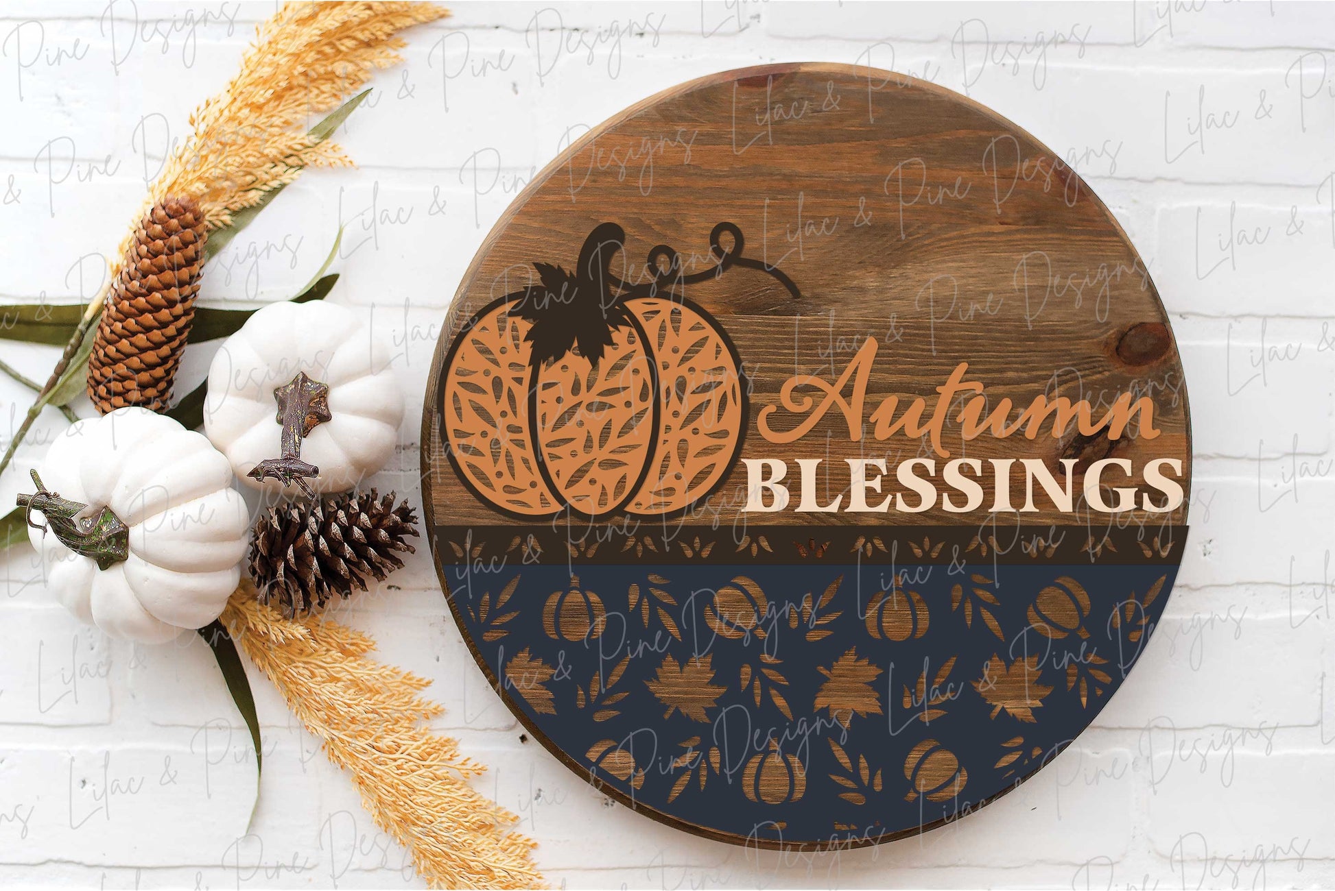 Pumpkin door hanger SVG, Fall door hanger, Autumn Blessings sign, Pumpkin welcome sign SVG, fall decor, Glowforge laser SVG, laser cut file