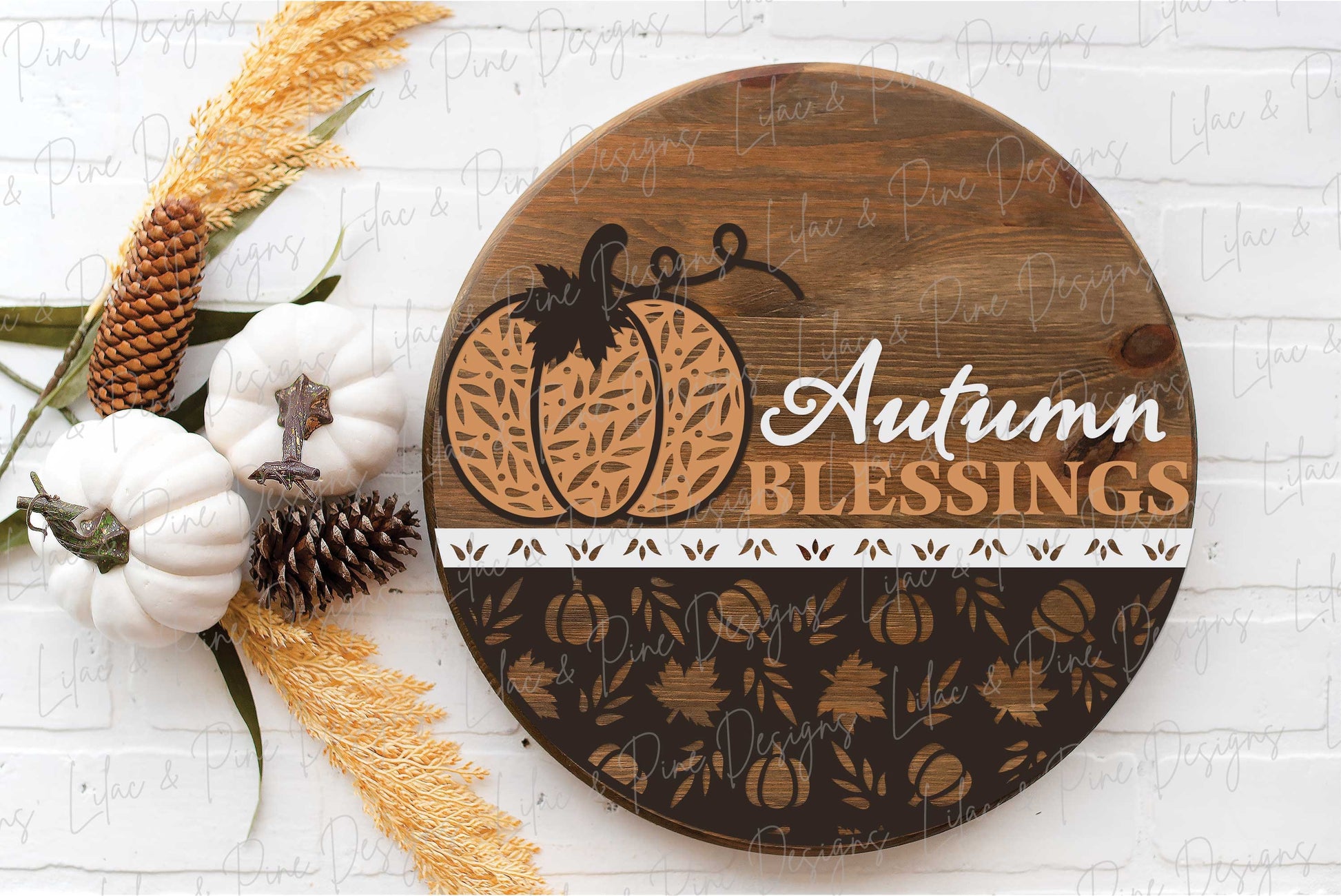 Pumpkin door hanger SVG, Fall door hanger, Autumn Blessings sign, Pumpkin welcome sign SVG, fall decor, Glowforge laser SVG, laser cut file