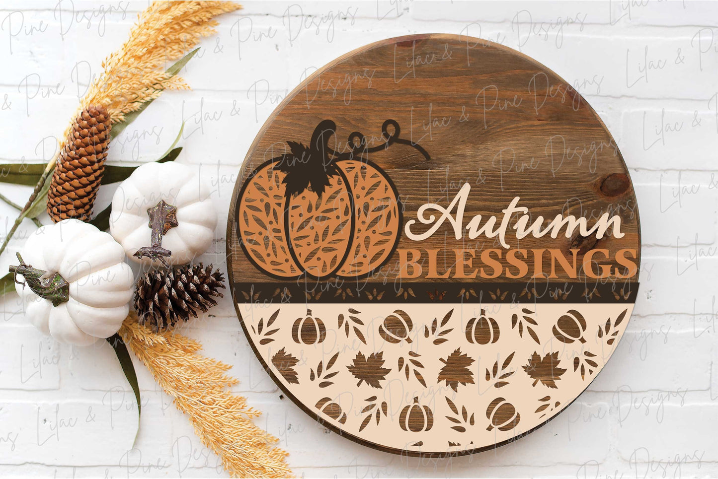 Pumpkin door hanger SVG, Fall door hanger, Autumn Blessings sign, Pumpkin welcome sign SVG, fall decor, Glowforge laser SVG, laser cut file