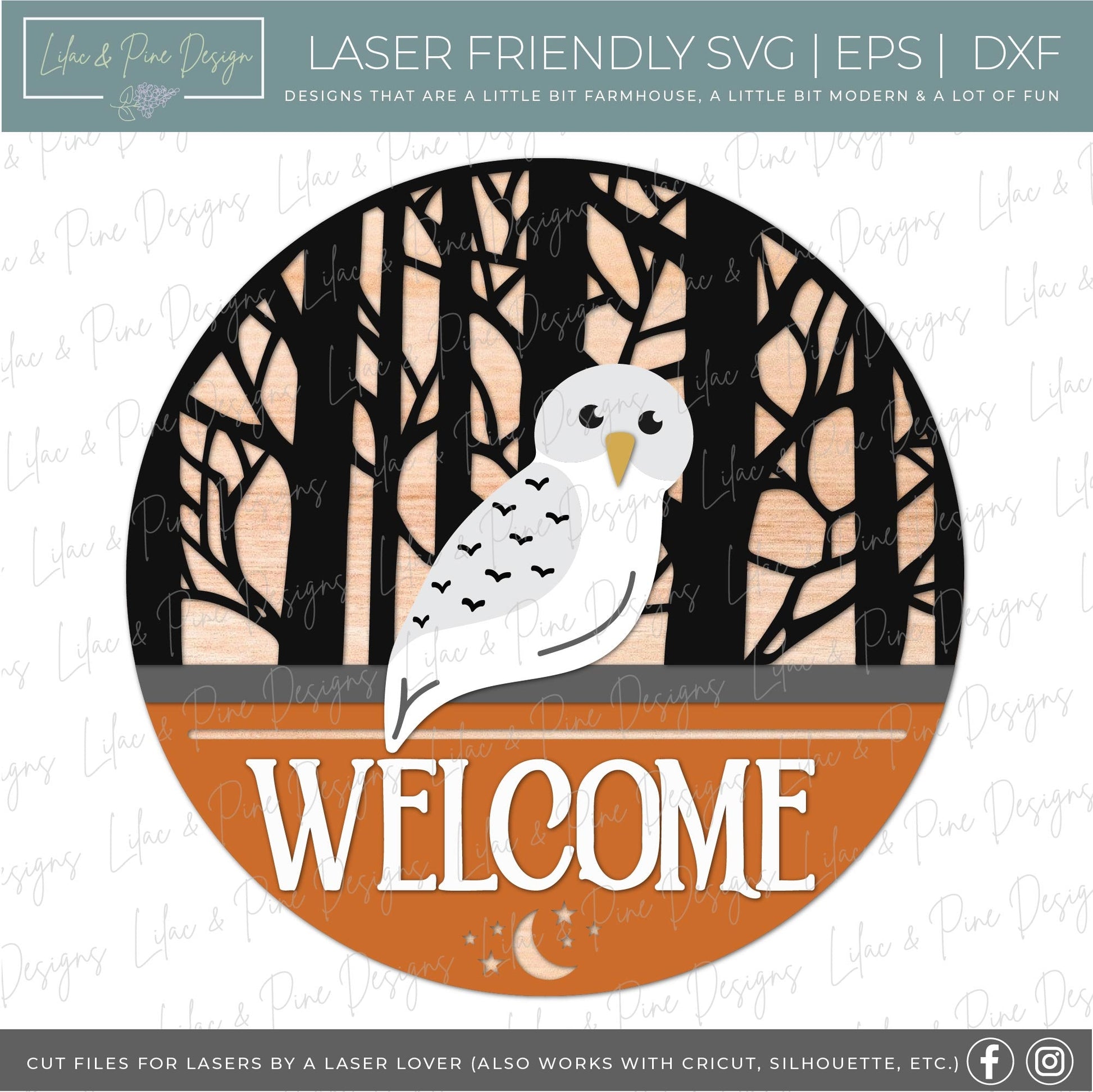 Halloween owl sign, Halloween door hanger SVG, Spooky welcome sign SVG, Halloween decor, witch hat owl svg, Glowforge Svg, laser cut file