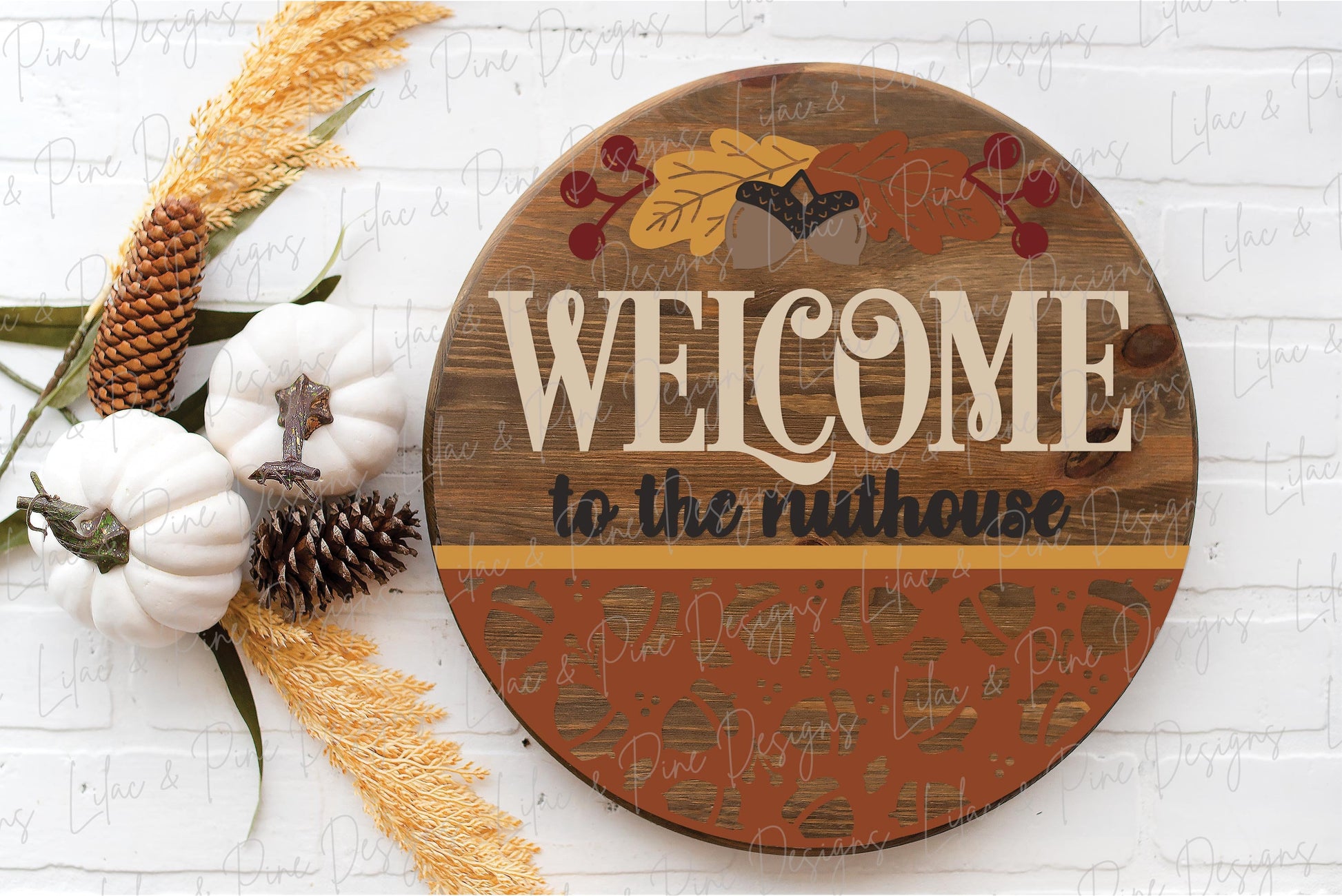 Welcome to the nuthouse sign, fall leaf door hanger SVG, funny fall door hanger, fall welcome sign svg, Glowforge SVG, laser cut file
