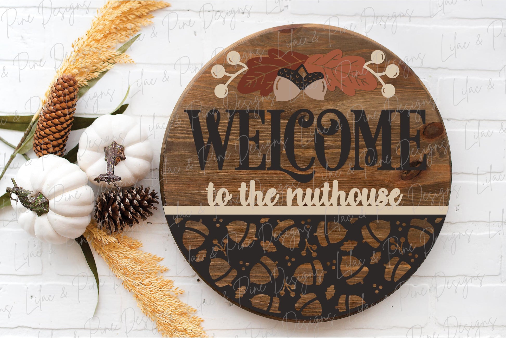 Welcome to the nuthouse sign, fall leaf door hanger SVG, funny fall door hanger, fall welcome sign svg, Glowforge SVG, laser cut file