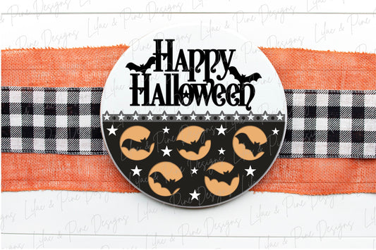 Halloween bat sign, Happy Halloween door hanger SVG, bat welcome sign SVG, Halloween decor, full moon svg, Glowforge Svg, laser cut file