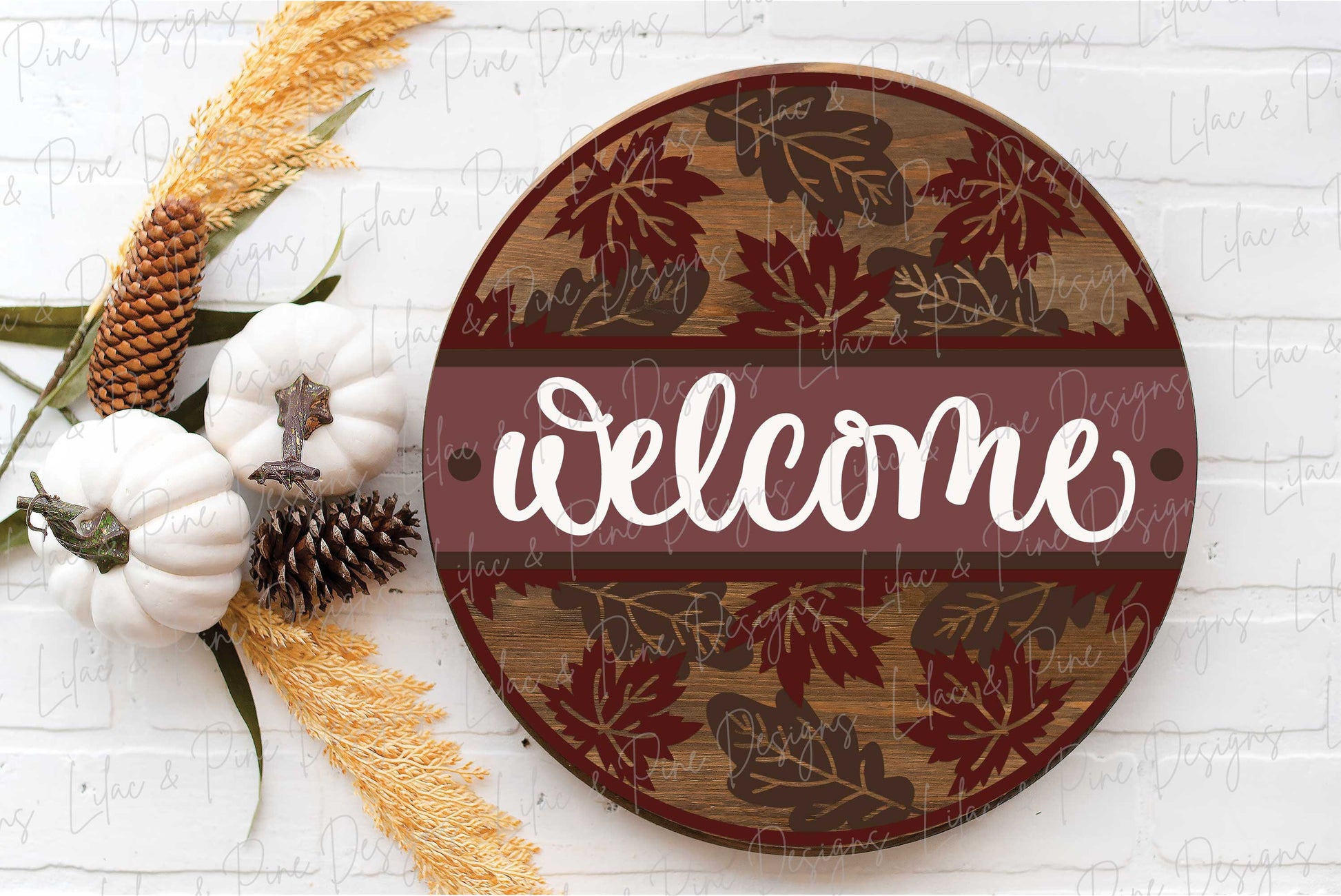 Fall Leaf door hanger SVG, Fall welcome sign, fall hello sign SVG, fall decor, autumn leaves door hanger, Glowforge SVG, laser cut file