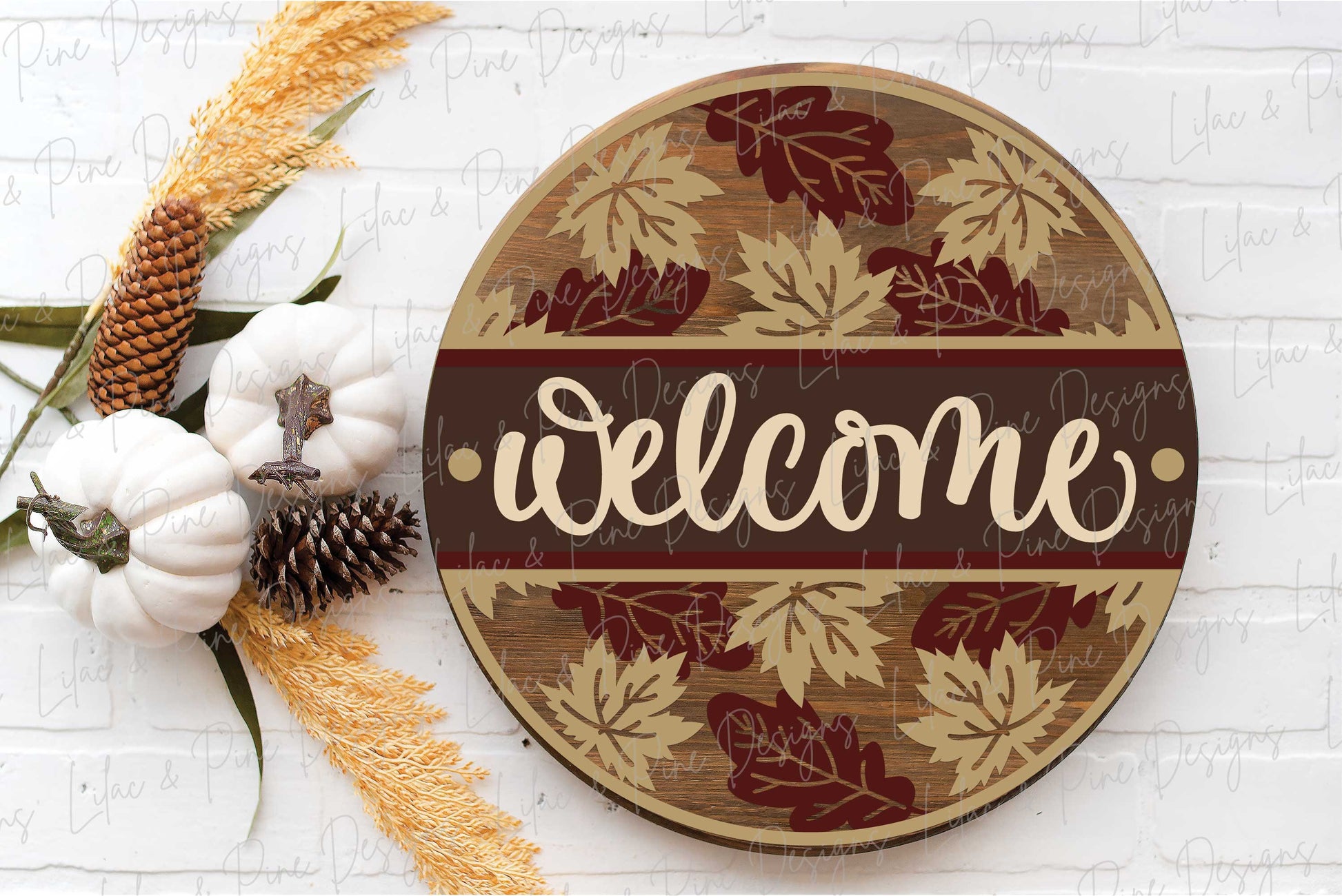 Fall Leaf door hanger SVG, Fall welcome sign, fall hello sign SVG, fall decor, autumn leaves door hanger, Glowforge SVG, laser cut file