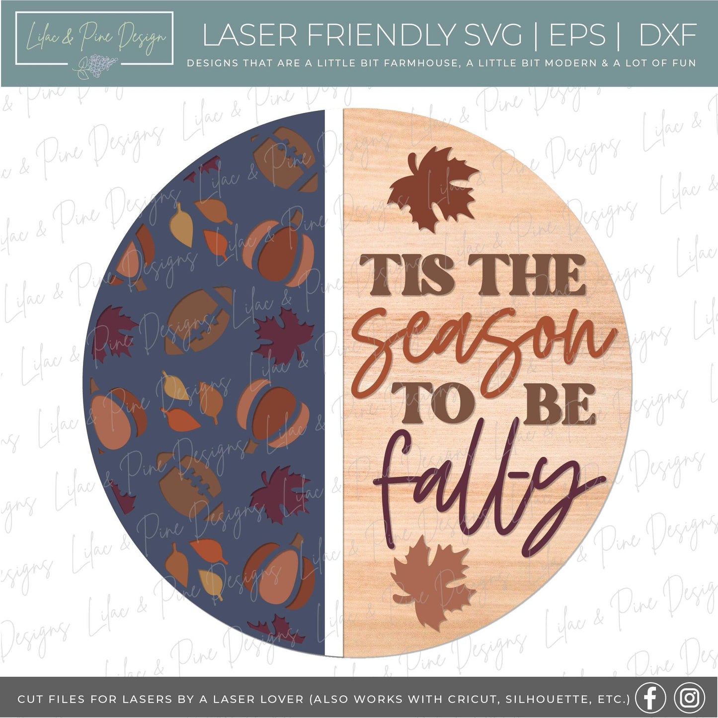 Tis the season door hanger SVG, Fall welcome sign, fall door hanger SVG, fall decor, football, autumn sign, Glowforge SVG, laser cut file