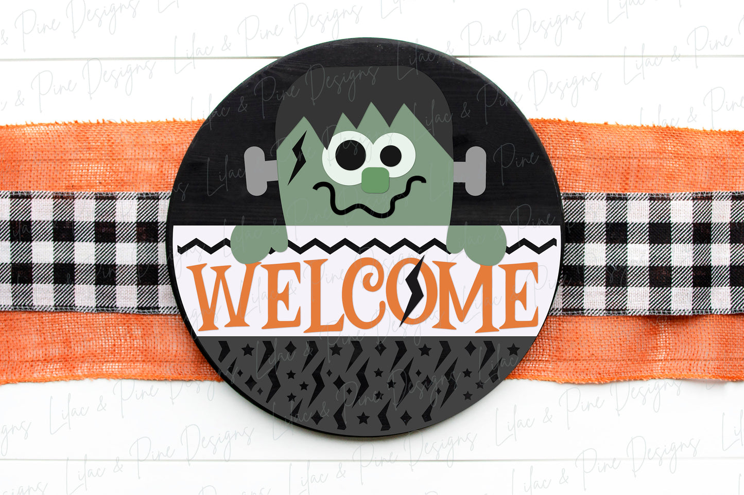 Halloween door hanger, Frankenstein Welcome SVG, Frankenstein door hanger, Halloween sign, Halloween decor, Glowforge Svg, laser cut file