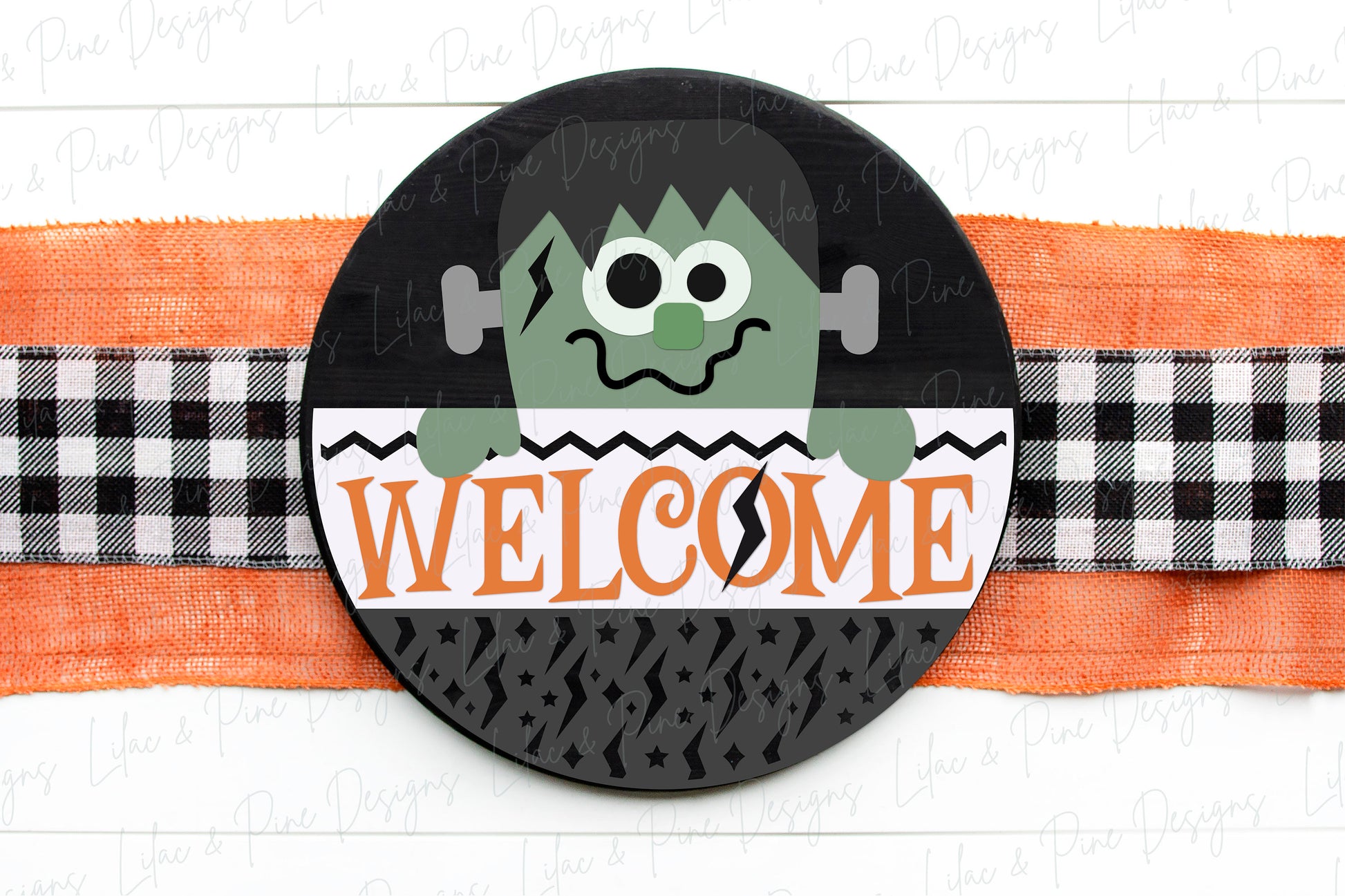 Halloween door hanger, Frankenstein Welcome SVG, Frankenstein door hanger, Halloween sign, Halloween decor, Glowforge Svg, laser cut file