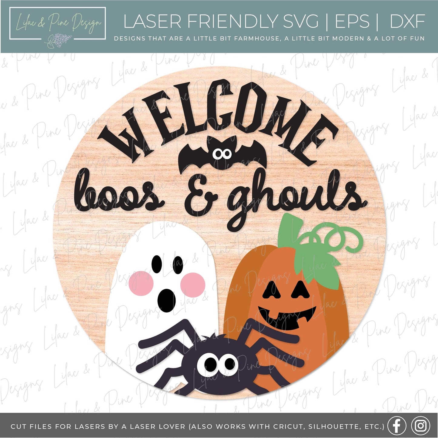Halloween welcome bundle, Halloween door hanger SVG, ghost sign, magic owl SVG, bat sign, Frankenstein avg, Glowforge SVG, laser cut file
