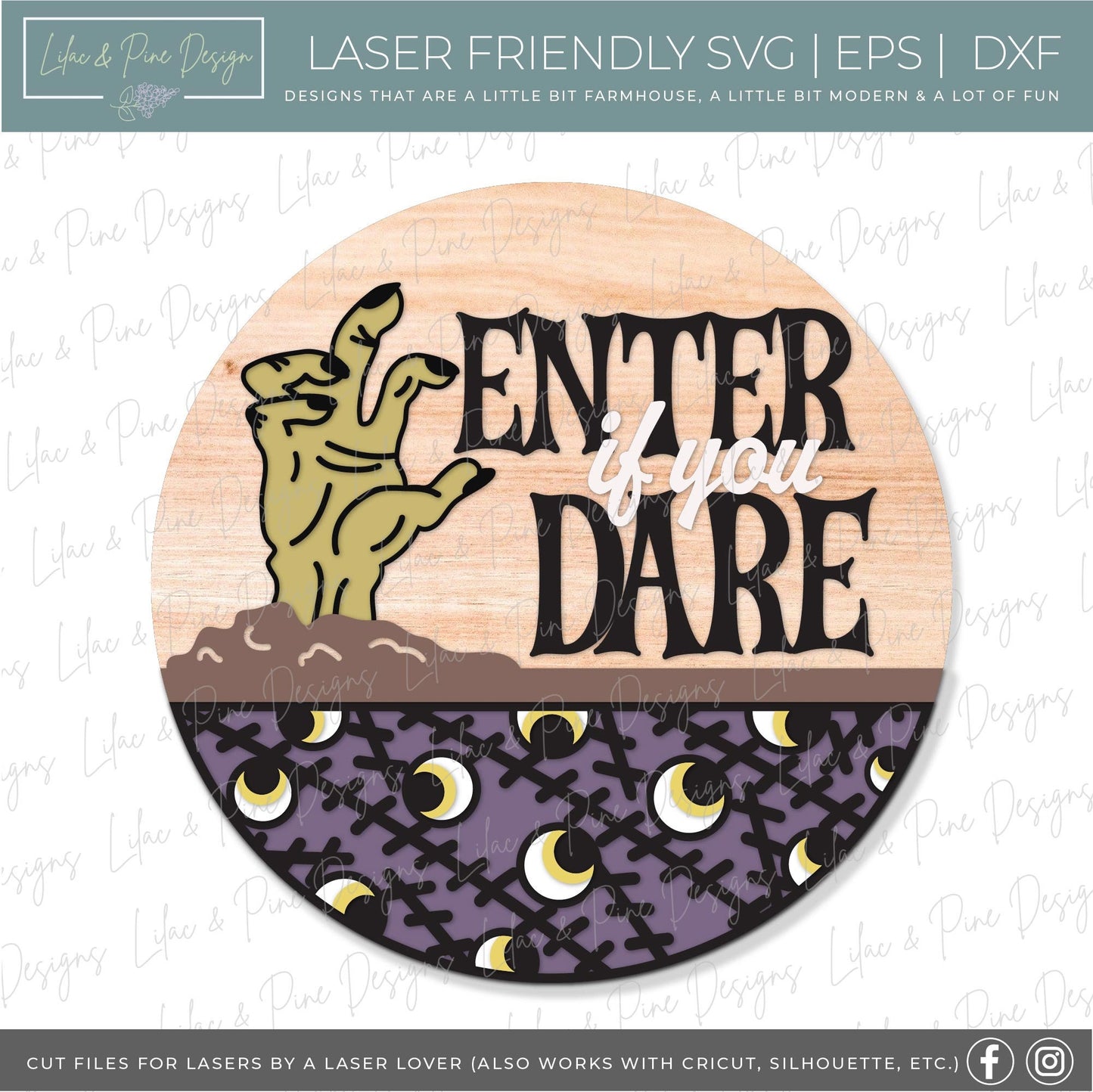 Enter if you Dare sign, zombie door hanger SVG, Halloween welcome sign, Halloween decor, Monster sign SVG, Glowforge Svg, laser cut file