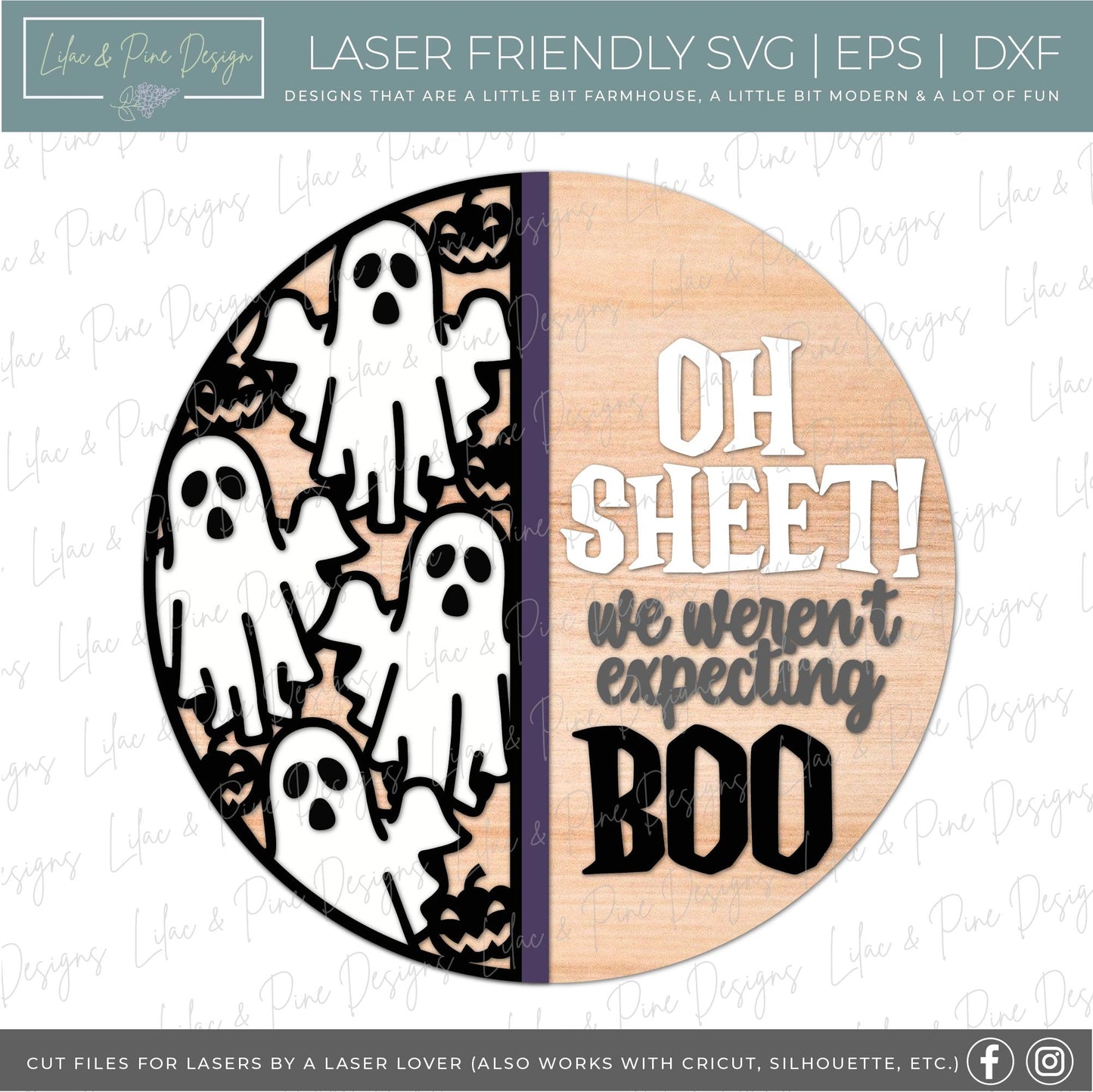 Funny Halloween sign, Ghost door hanger SVG, Halloween welcome sign, Halloween decor, Oh sheet SVG, Boo svg, Glowforge Svg, laser cut file