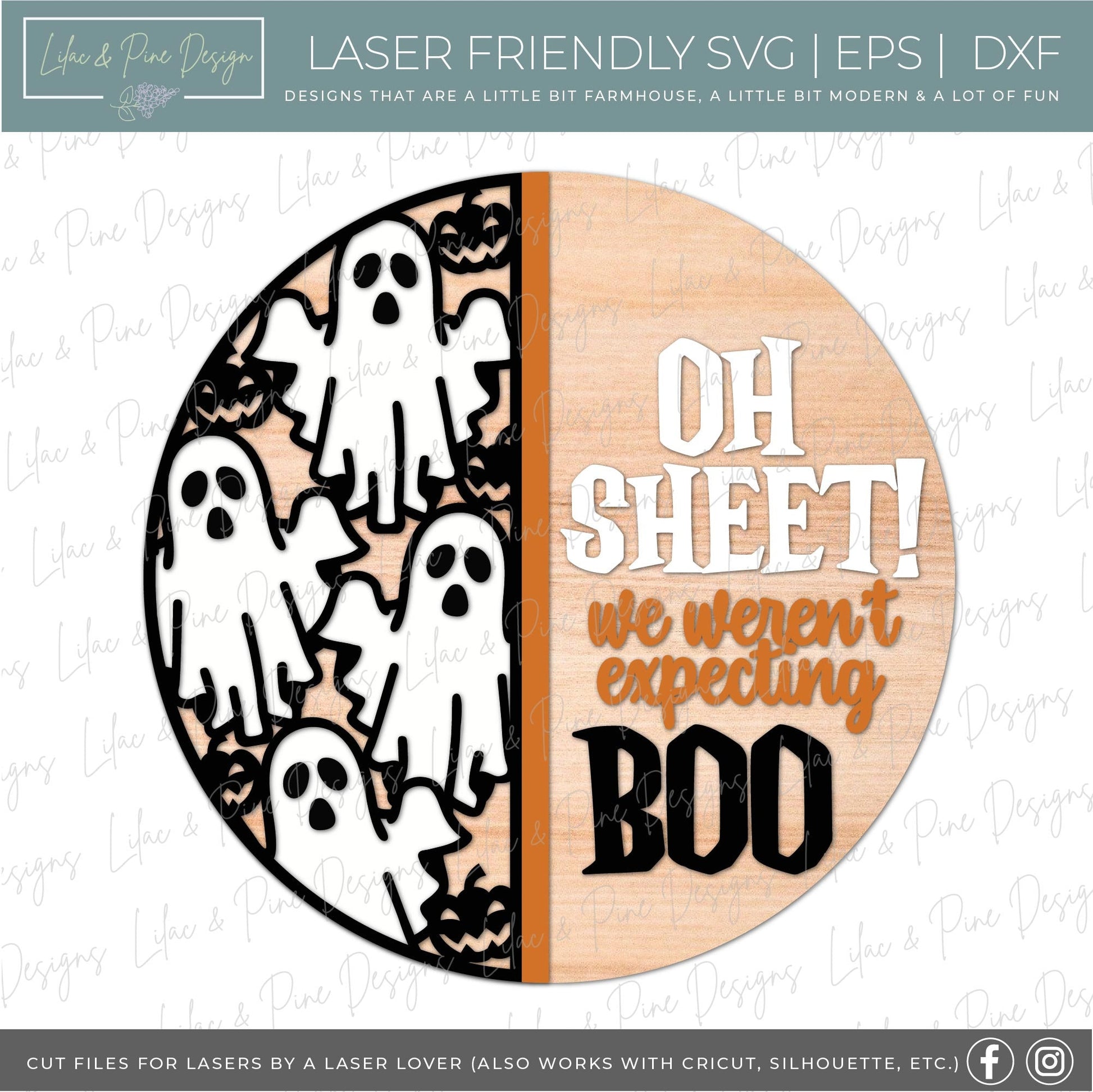 Funny Halloween sign, Ghost door hanger SVG, Halloween welcome sign, Halloween decor, Oh sheet SVG, Boo svg, Glowforge Svg, laser cut file