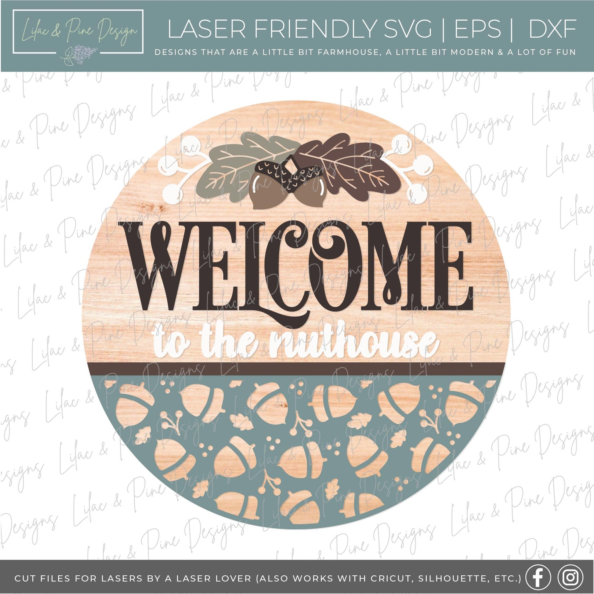 Welcome to the nuthouse sign, fall leaf door hanger SVG, funny fall door hanger, fall welcome sign svg, Glowforge SVG, laser cut file