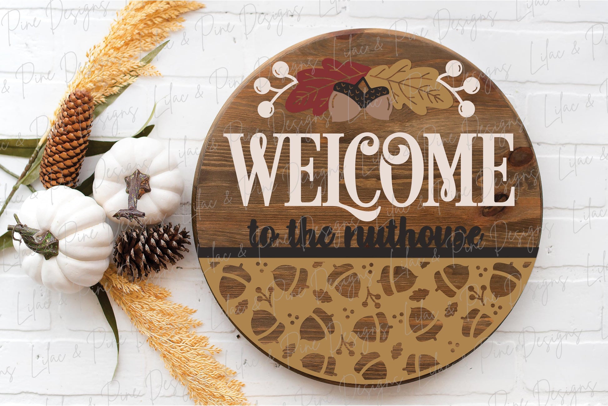 Welcome to the nuthouse sign, fall leaf door hanger SVG, funny fall door hanger, fall welcome sign svg, Glowforge SVG, laser cut file