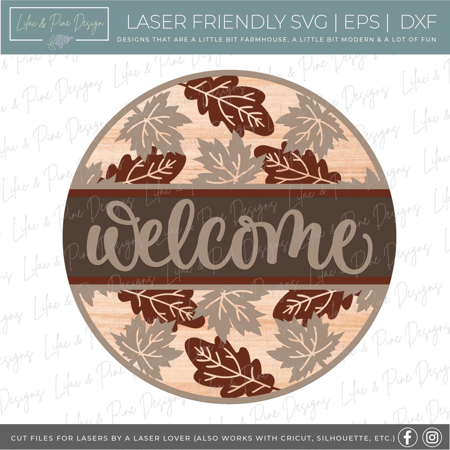 Fall Leaf door hanger SVG, Fall welcome sign, fall hello sign SVG, fall decor, autumn leaves door hanger, Glowforge SVG, laser cut file