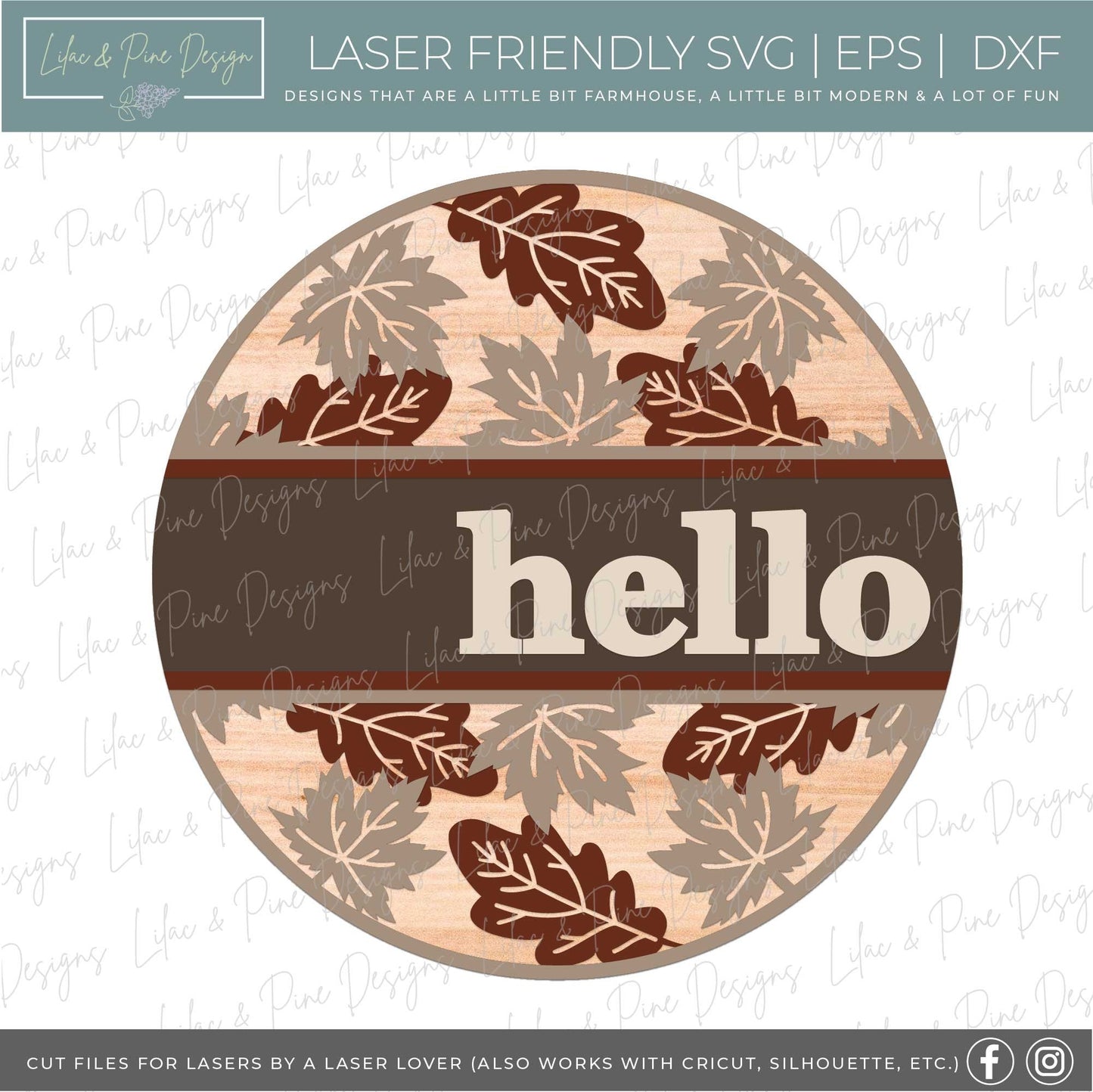 Fall Leaf door hanger SVG, Fall welcome sign, fall hello sign SVG, fall decor, autumn leaves door hanger, Glowforge SVG, laser cut file