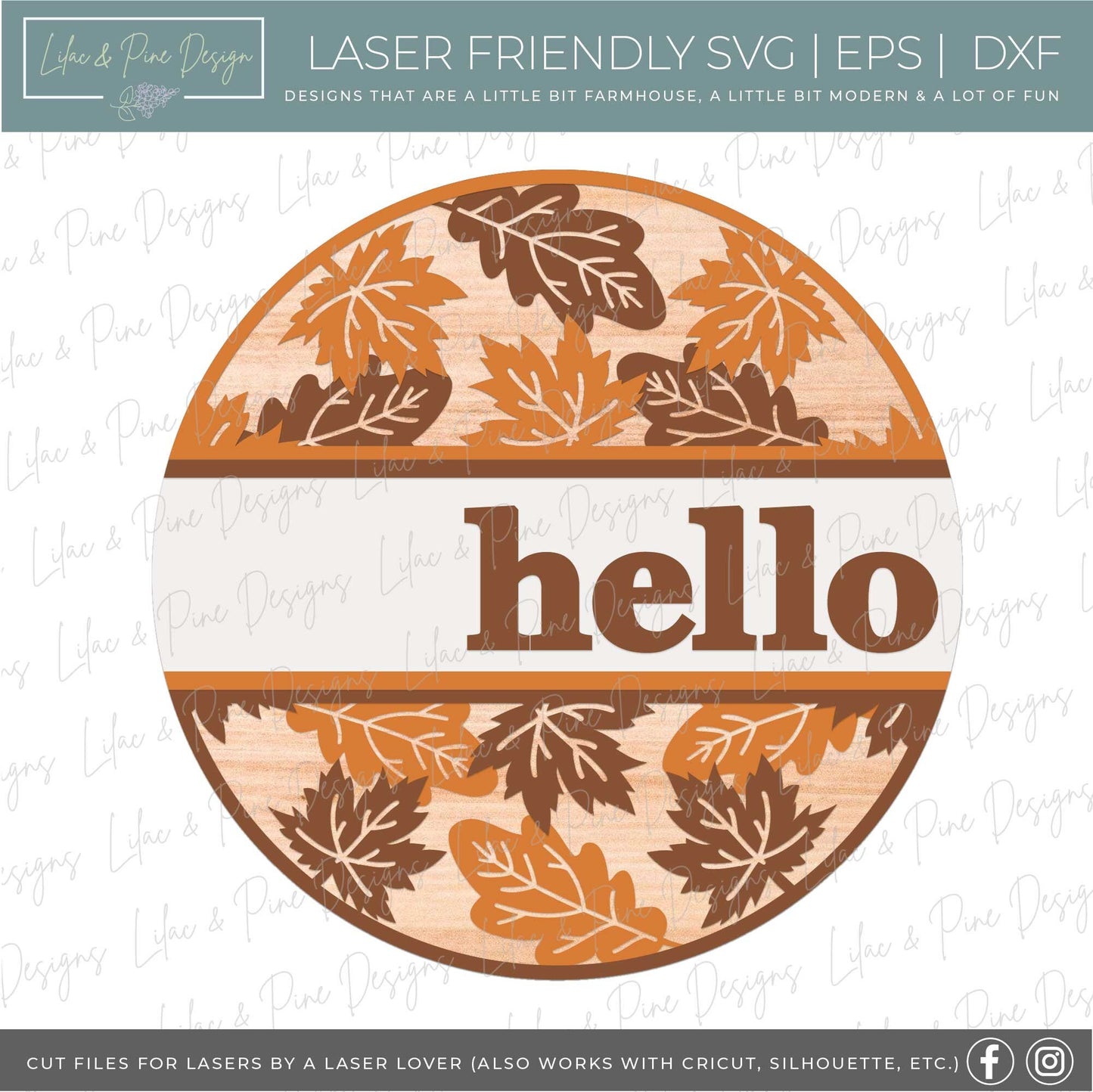 Fall Leaf door hanger SVG, Fall welcome sign, fall hello sign SVG, fall decor, autumn leaves door hanger, Glowforge SVG, laser cut file