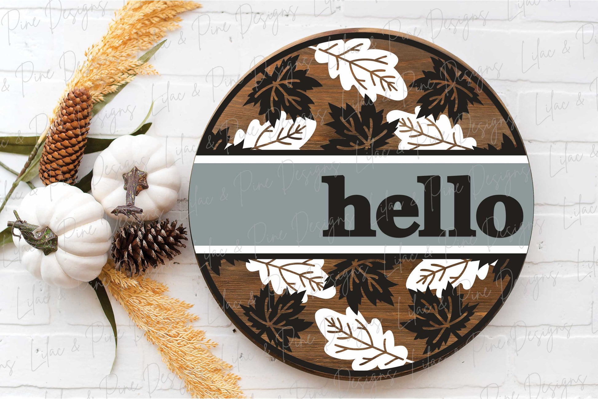 Fall Leaf door hanger SVG, Fall welcome sign, fall hello sign SVG, fall decor, autumn leaves door hanger, Glowforge SVG, laser cut file
