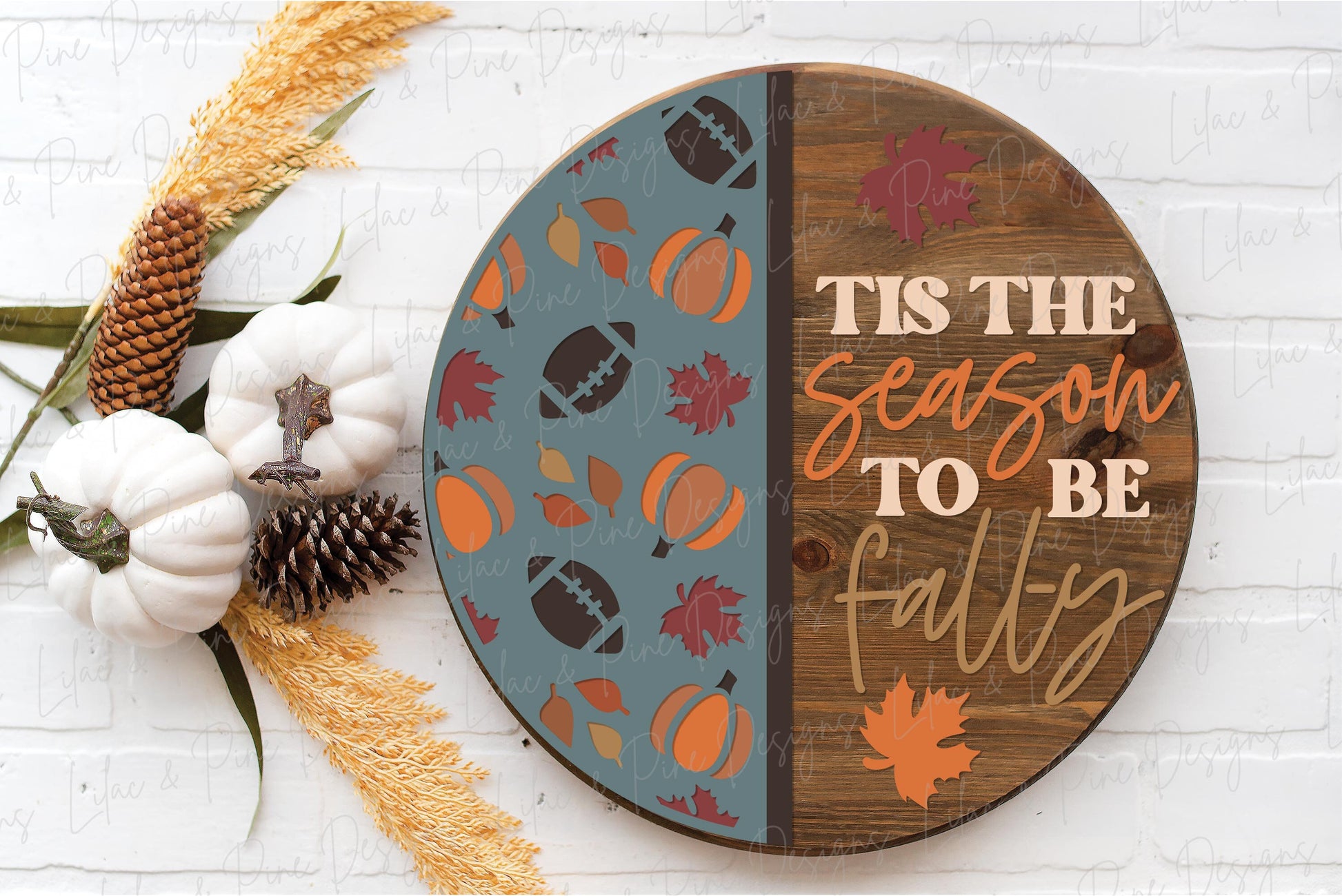 Tis the season door hanger SVG, Fall welcome sign, fall door hanger SVG, fall decor, football, autumn sign, Glowforge SVG, laser cut file
