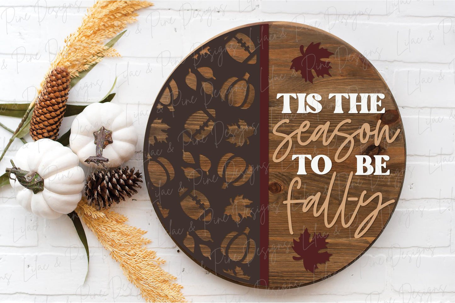 Tis the season door hanger SVG, Fall welcome sign, fall door hanger SVG, fall decor, football, autumn sign, Glowforge SVG, laser cut file
